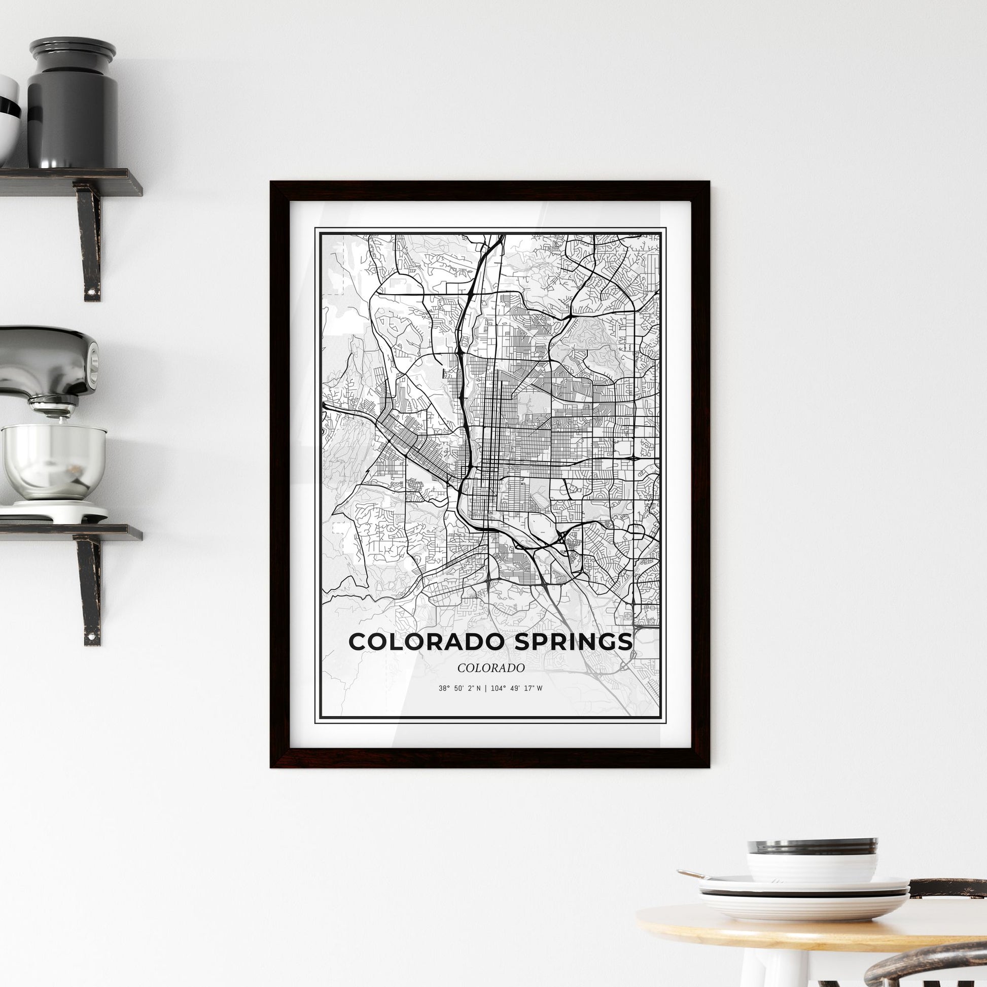 Colorado Springs Colorado - Minimal City Map