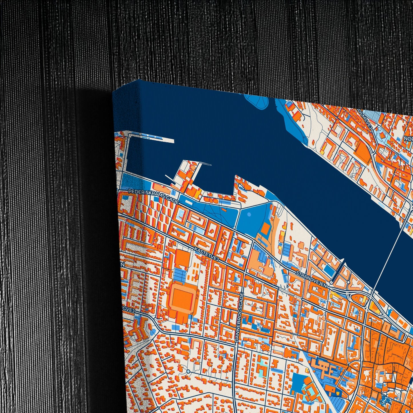 Aalborg Denmark Colorful City Map Canvas Print Detail