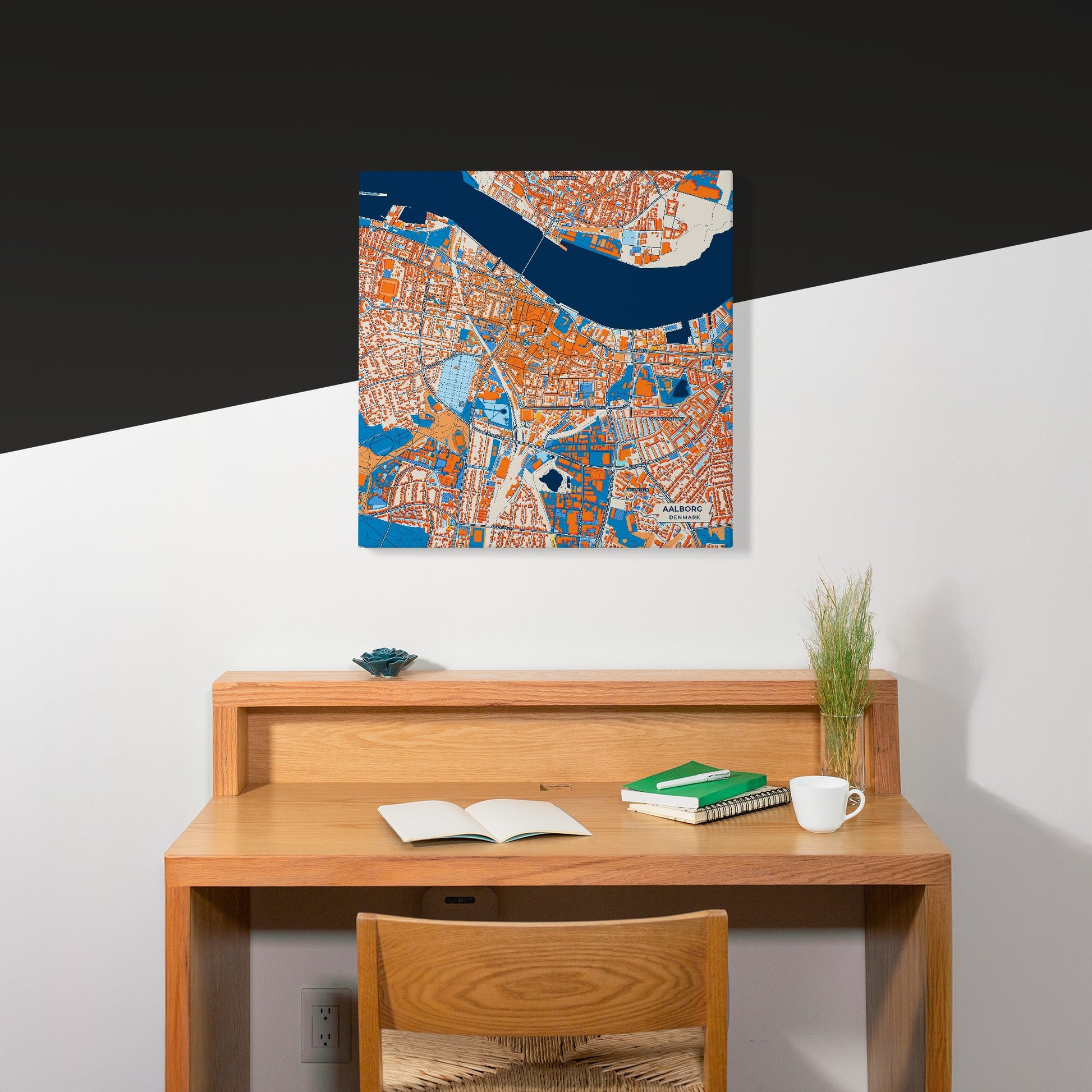 Aalborg Denmark Colorful City Map Canvas Print Scene