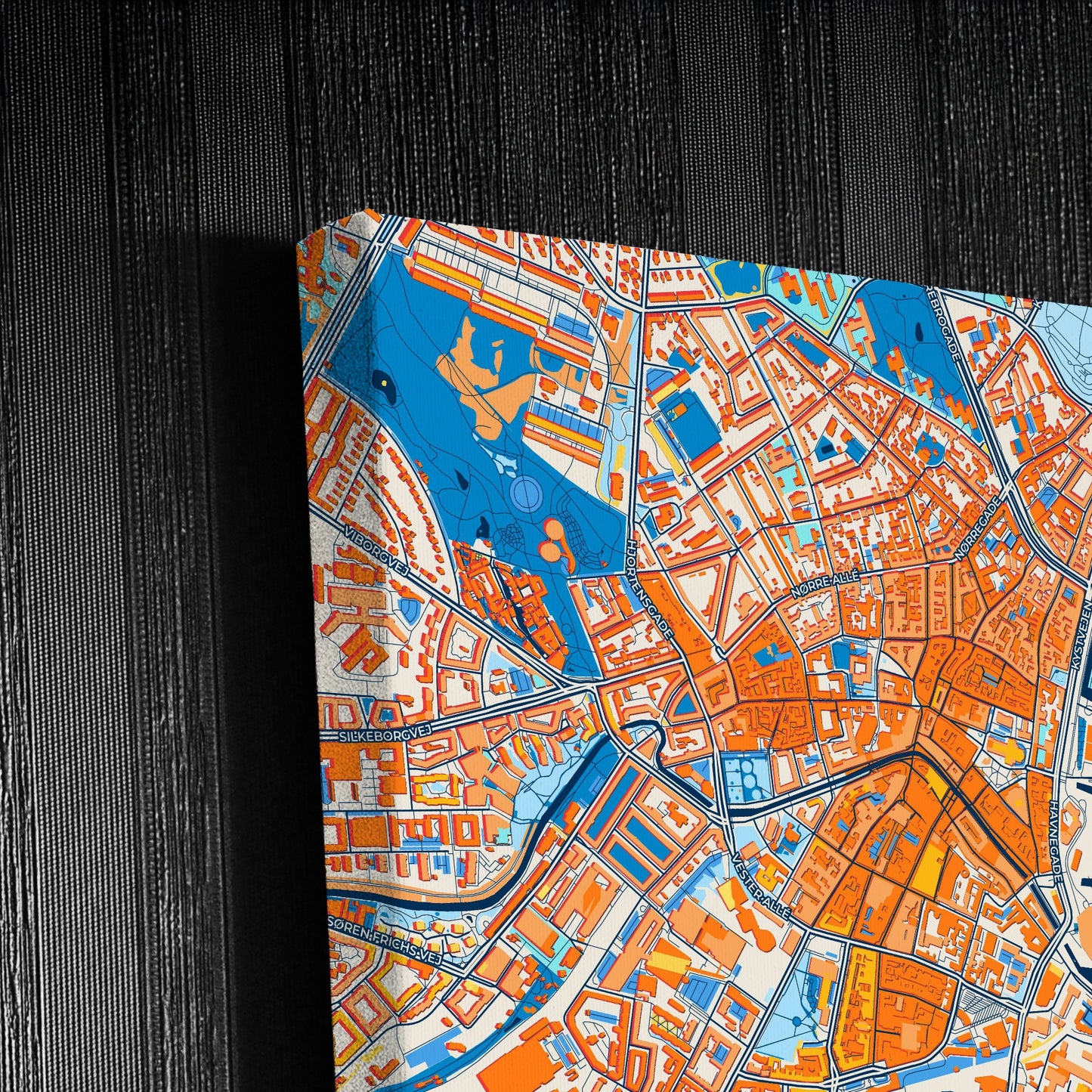 Aarhus Denmark Colorful City Map Canvas Print Detail