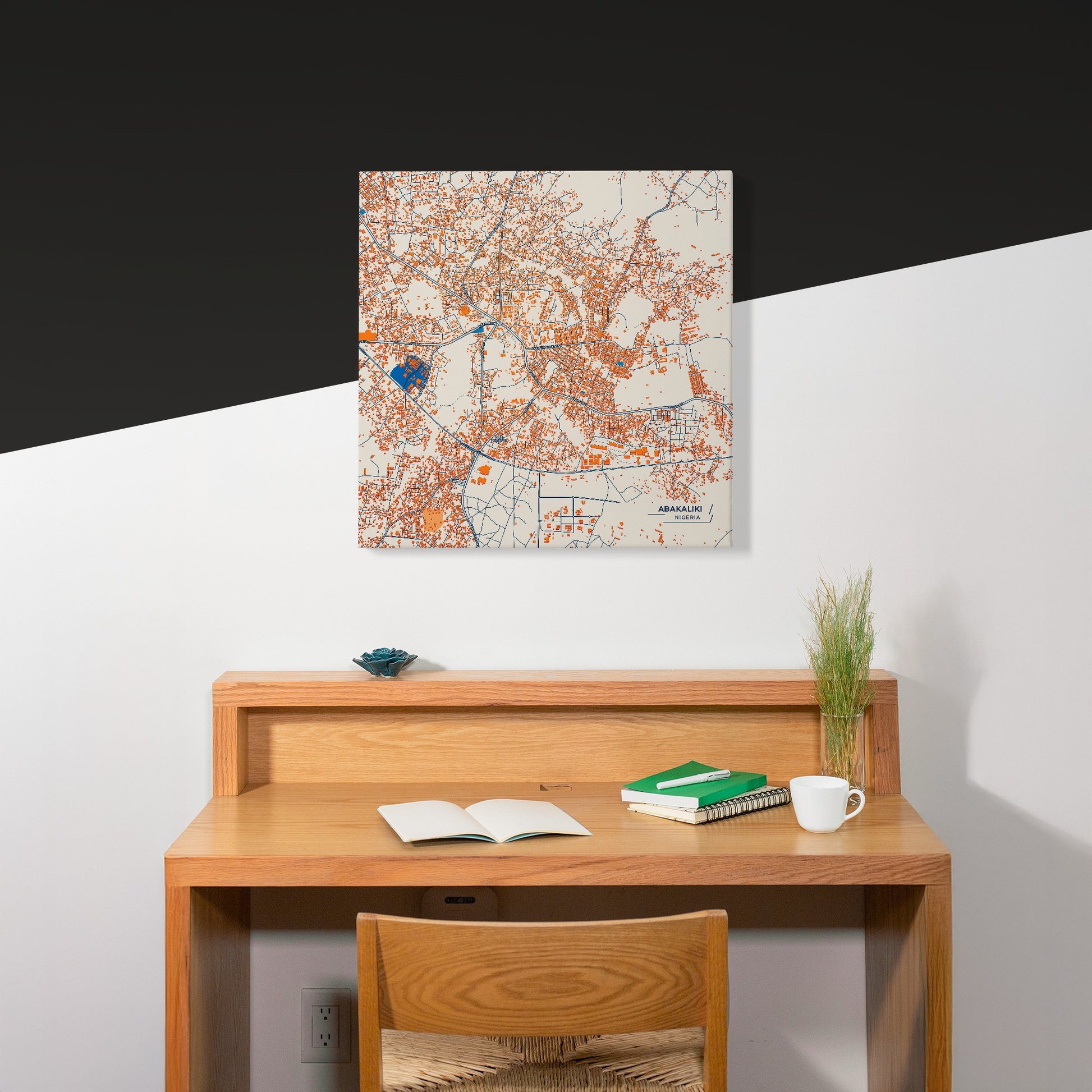 Abakaliki Nigeria Colorful City Map Canvas Print Scene