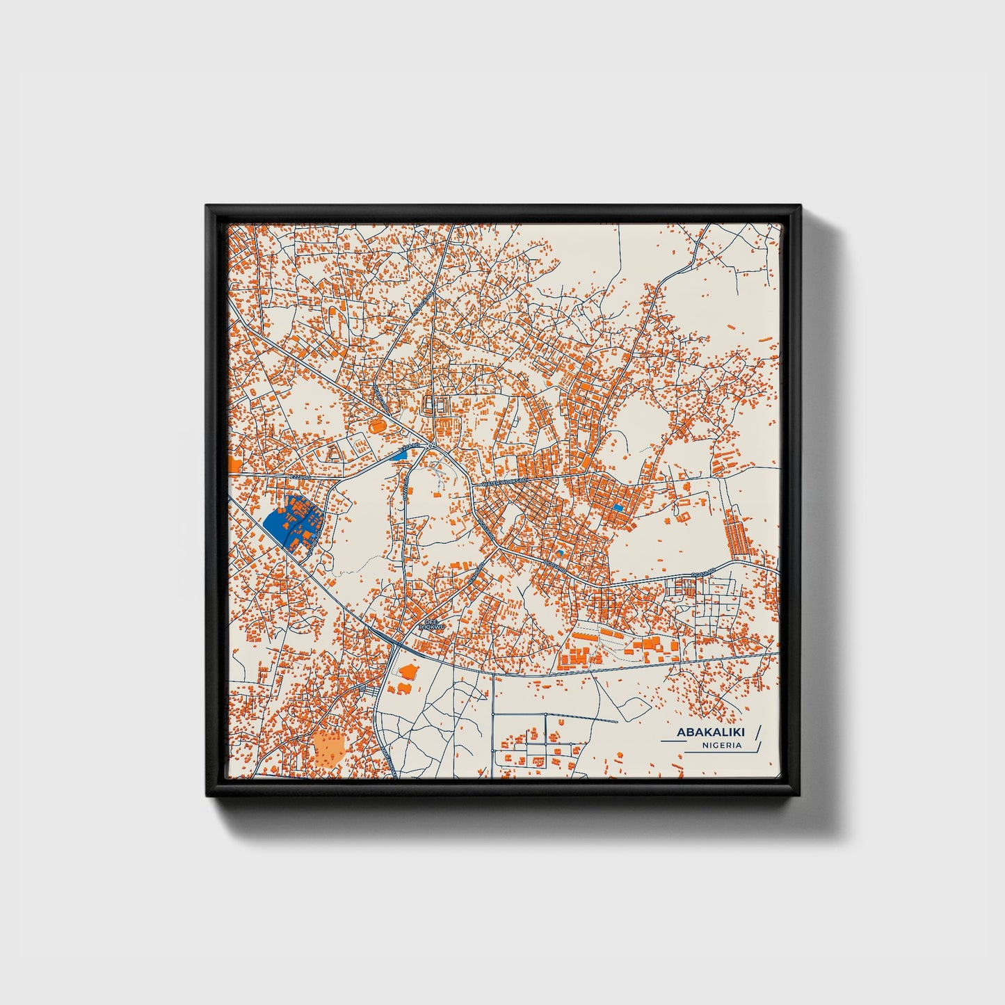 Abakaliki Nigeria Colorful City Map Canvas Print • Black Framed