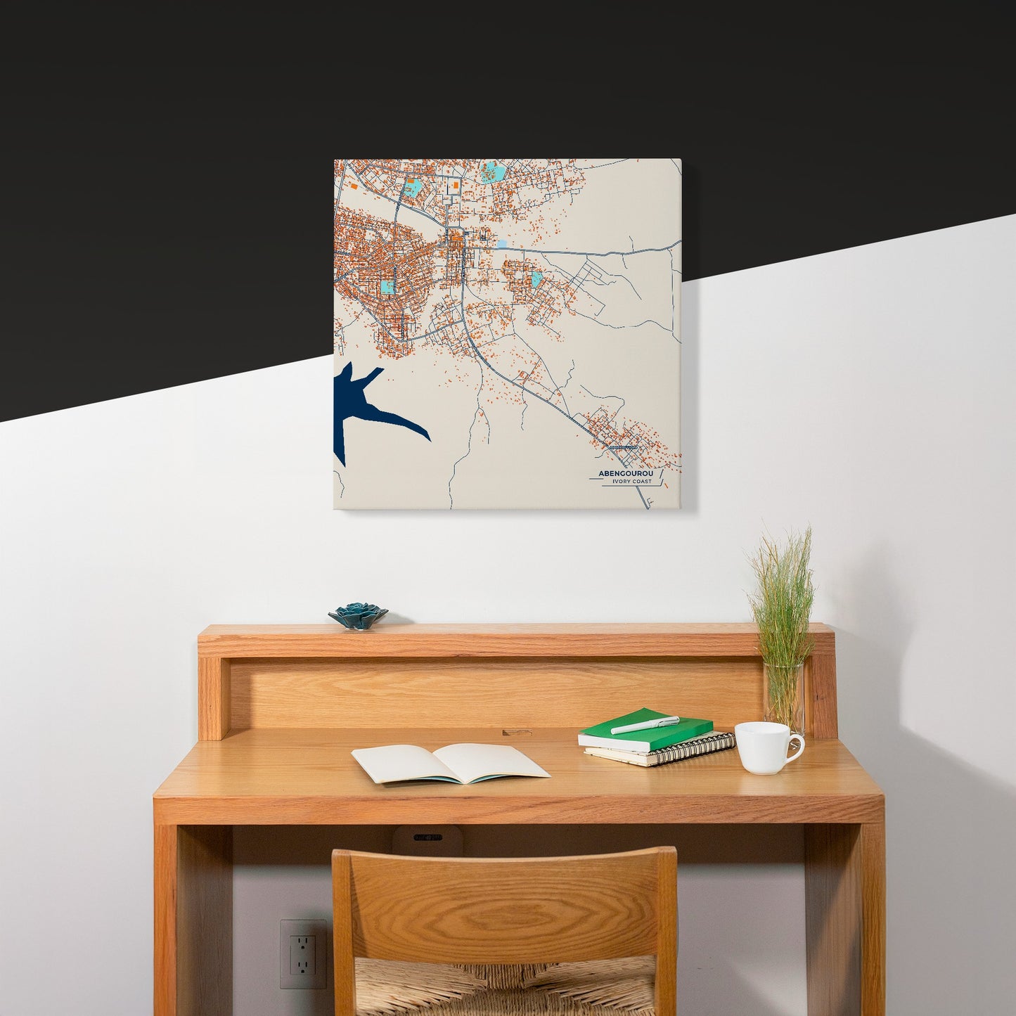 Abengourou Ivory Coast Colorful City Map Canvas Print Scene