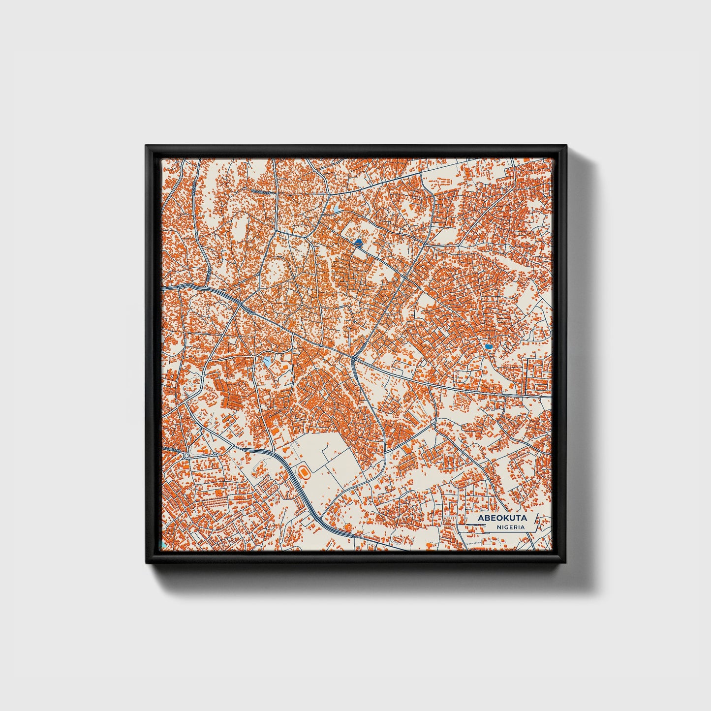 Abeokuta Nigeria Colorful City Map Canvas Print • Black Framed
