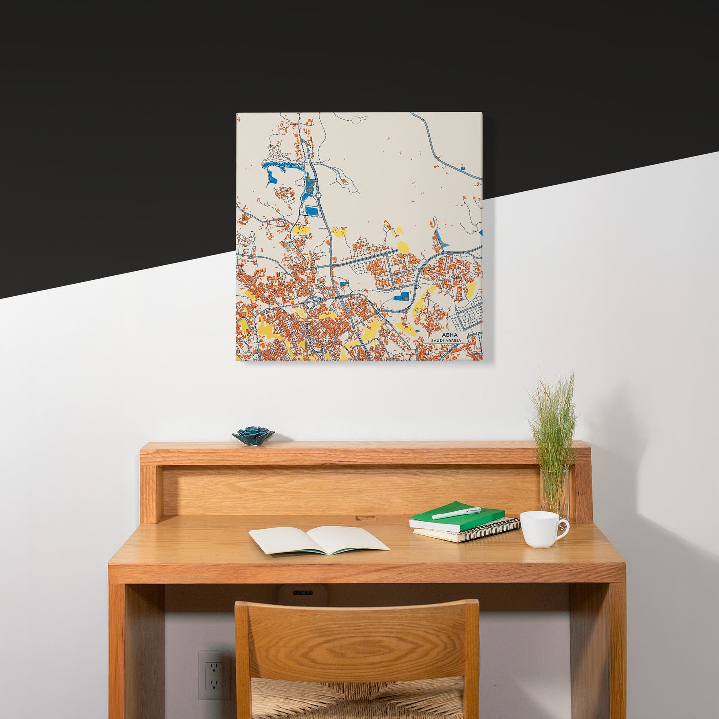 Abha Saudi Arabia Colorful City Map Canvas Print Scene