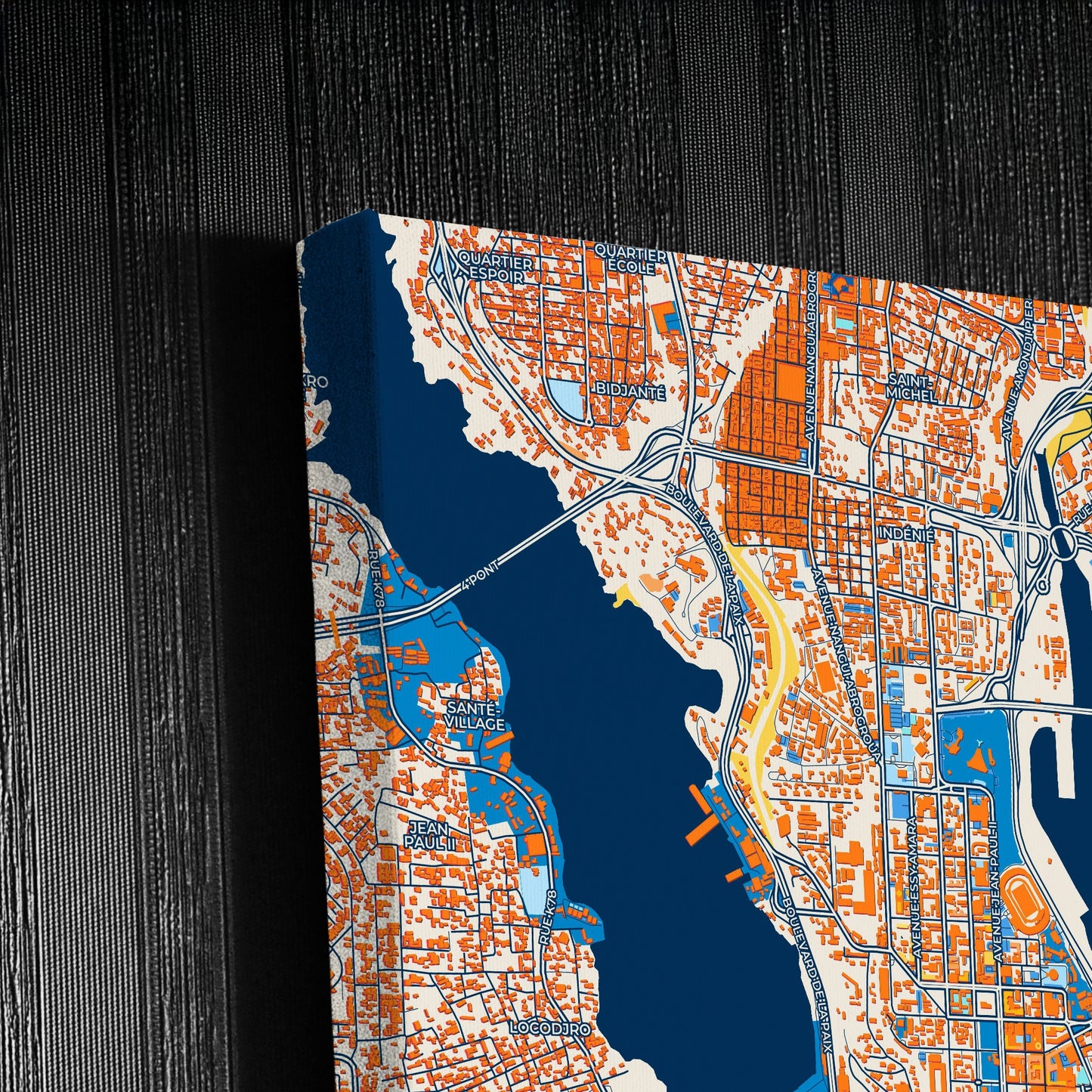 Abidjan Ivory Coast Colorful City Map Canvas Print Detail