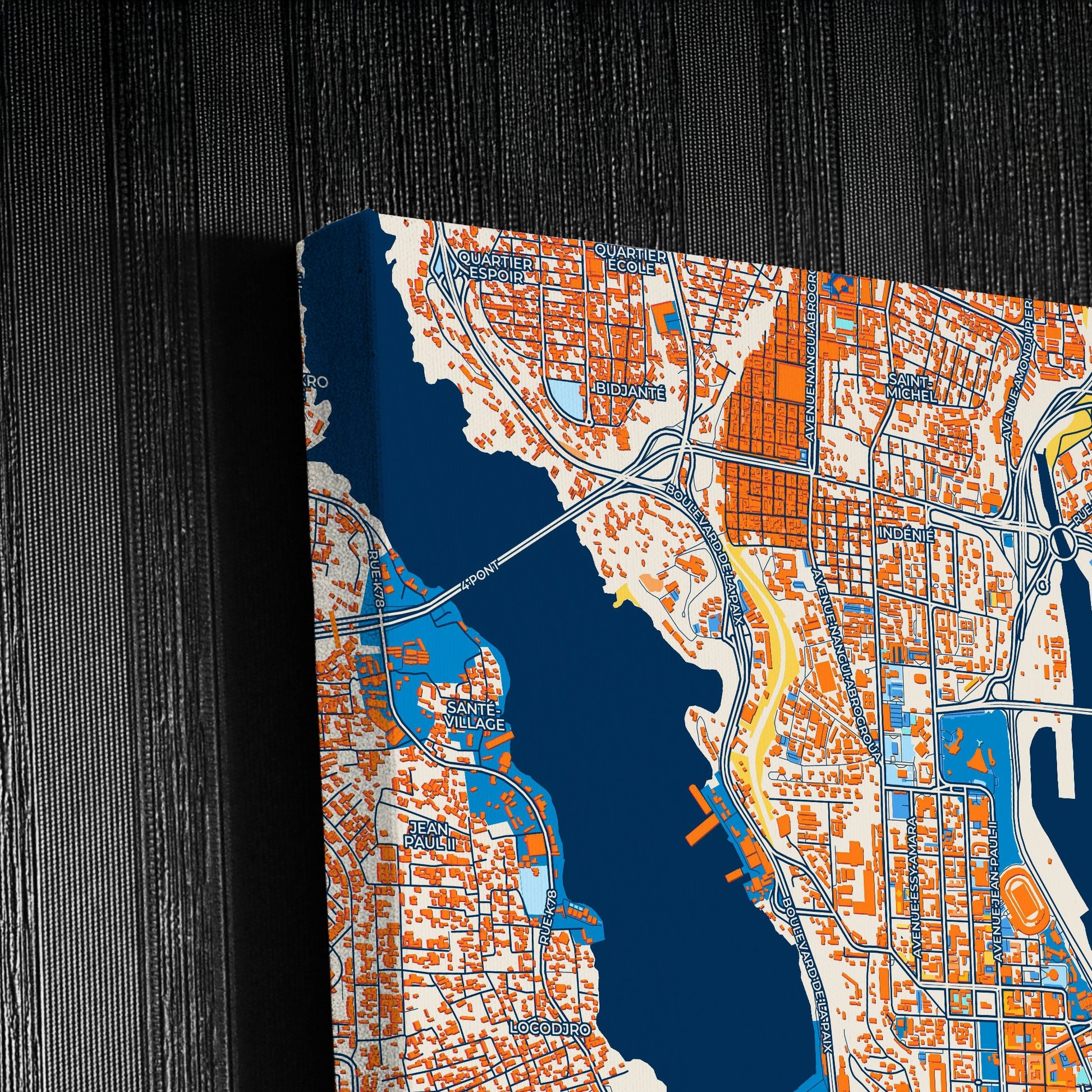 Abidjan Ivory Coast Colorful City Map Canvas Print Detail