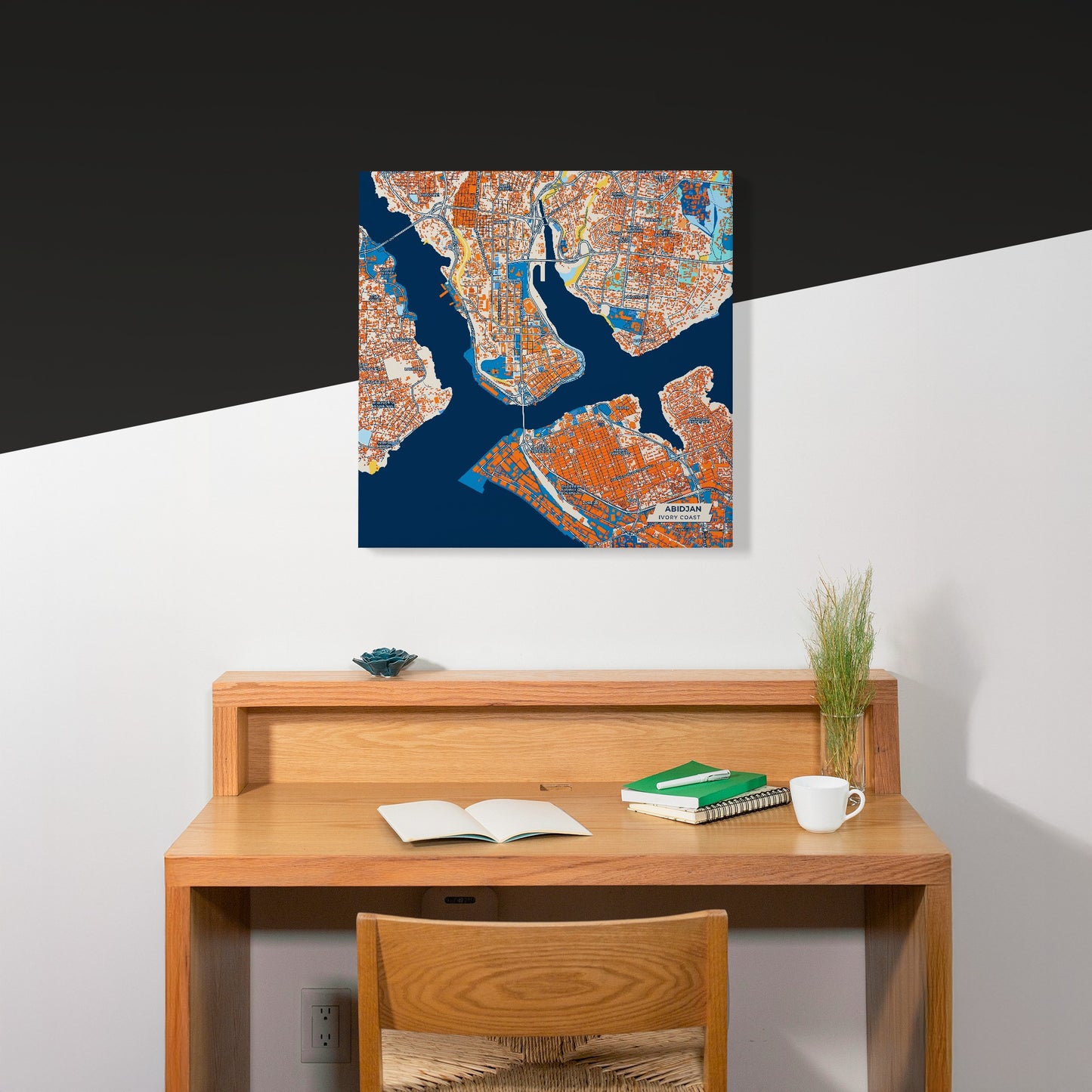 Abidjan Ivory Coast Colorful City Map Canvas Print Scene