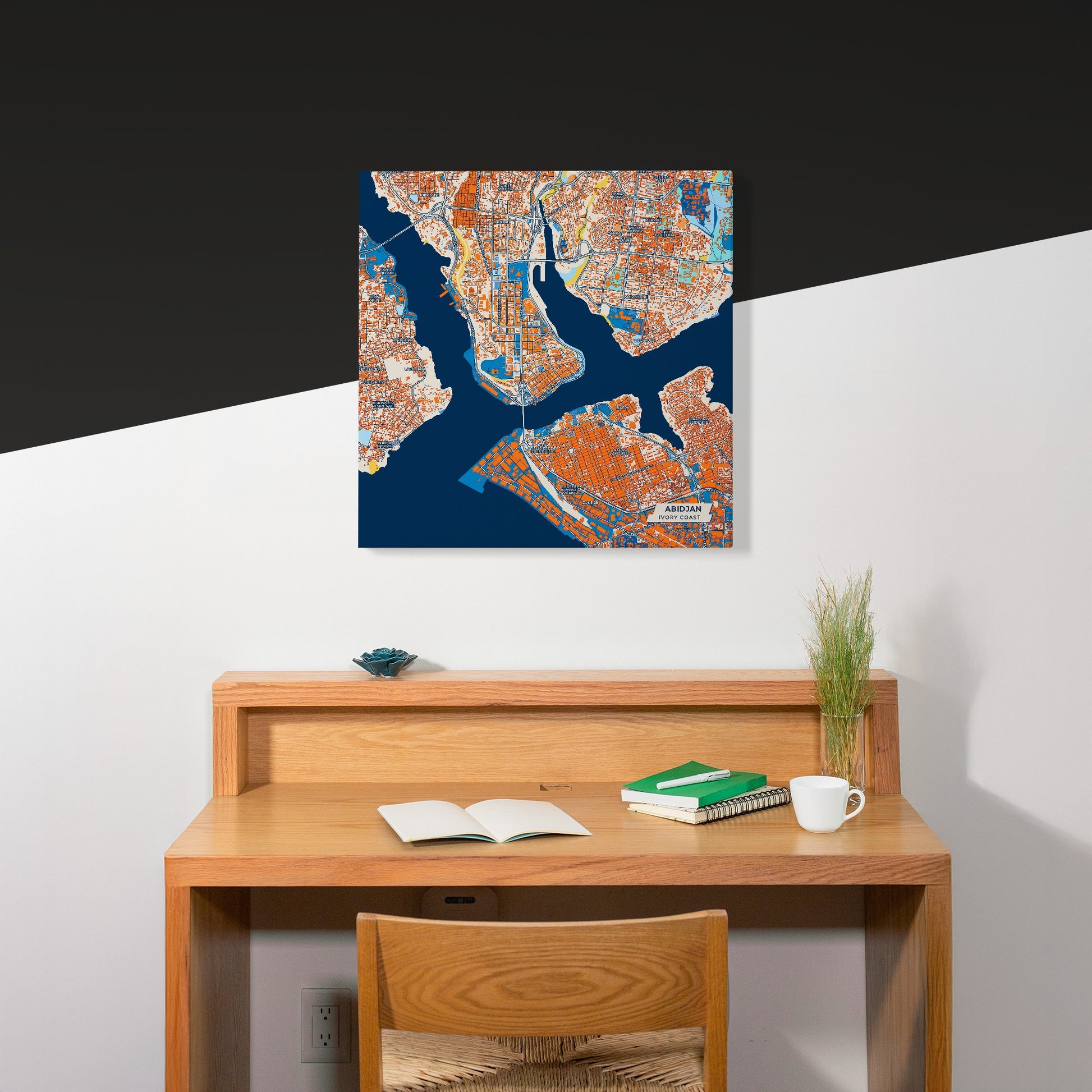 Abidjan Ivory Coast Colorful City Map Canvas Print Scene