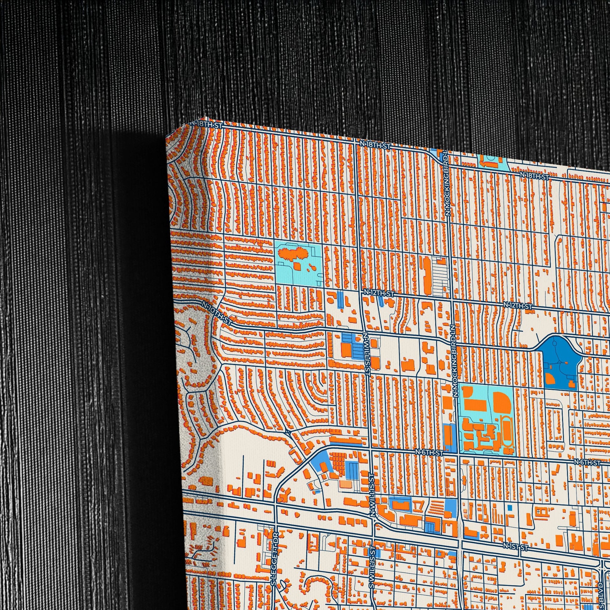 Abilene Texas Colorful City Map Canvas Print Detail