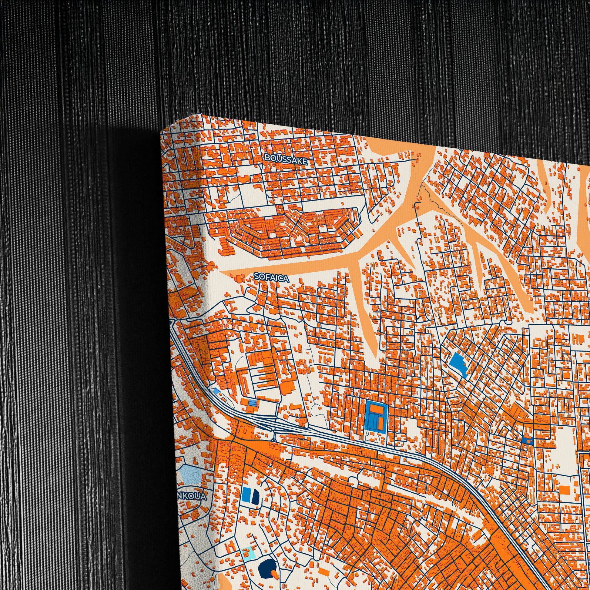 Abobo Ivory Coast Colorful City Map Canvas Print Detail