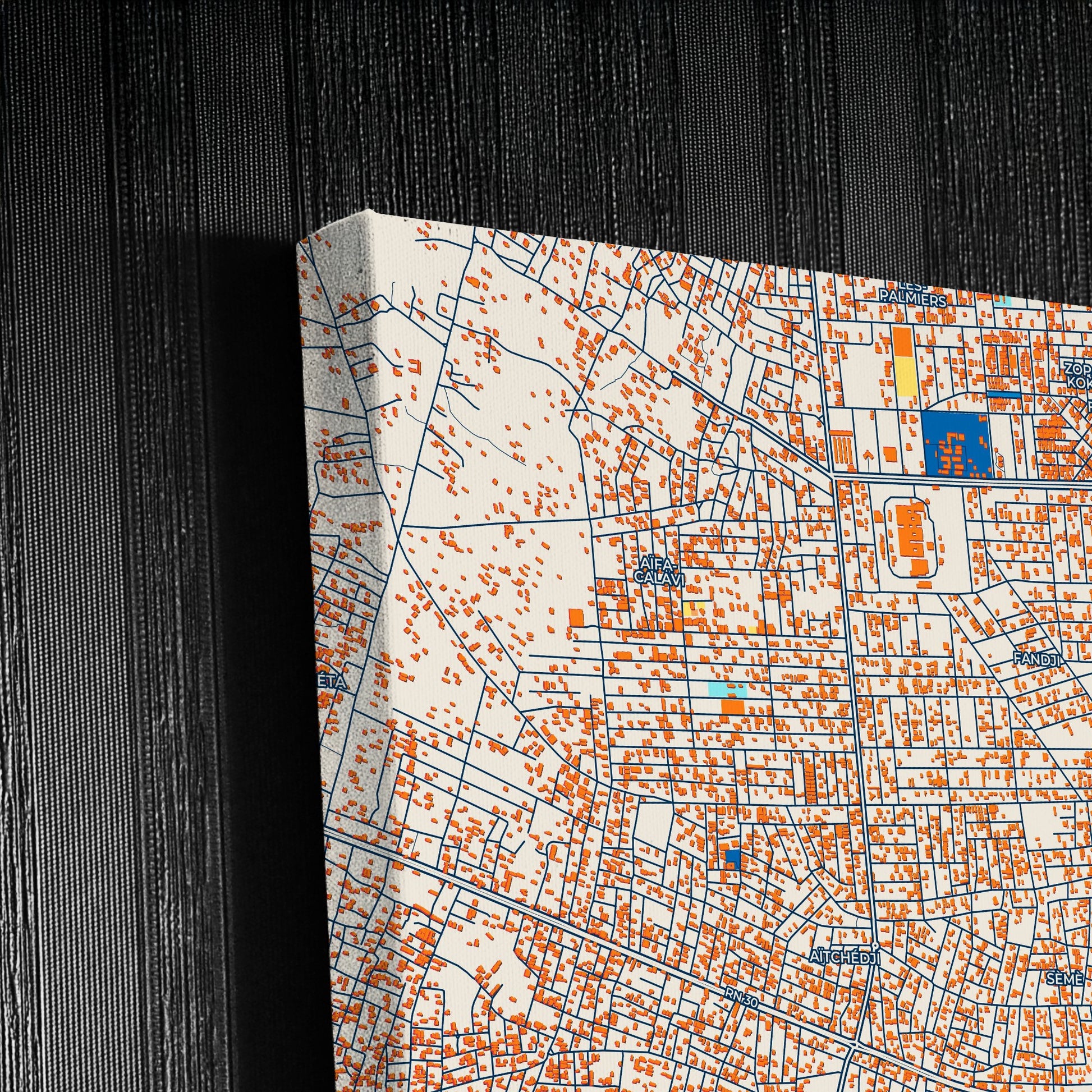 Abomey-Calavi Benin Colorful City Map Canvas Print Detail