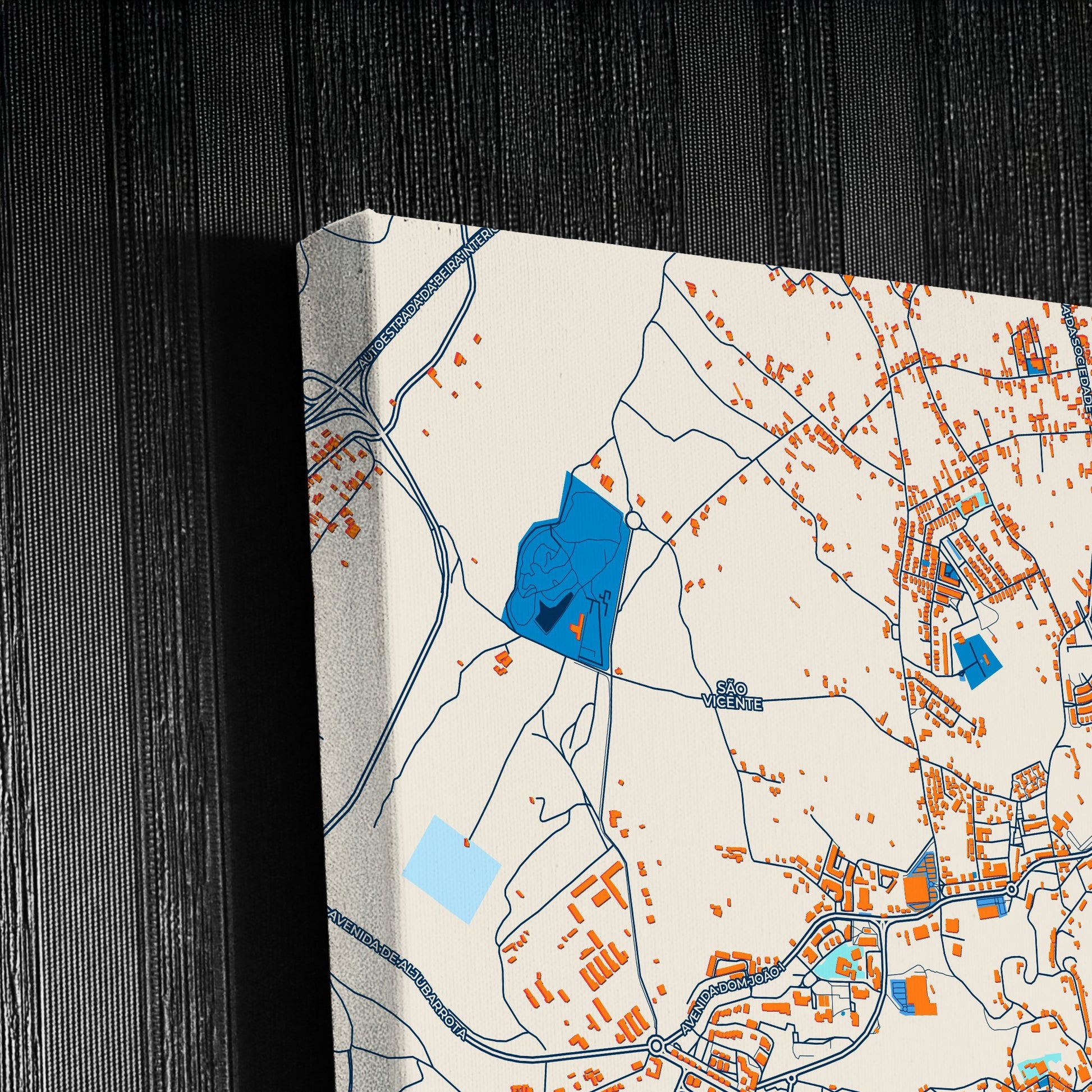 Abrantes Portugal Colorful City Map Canvas Print Detail