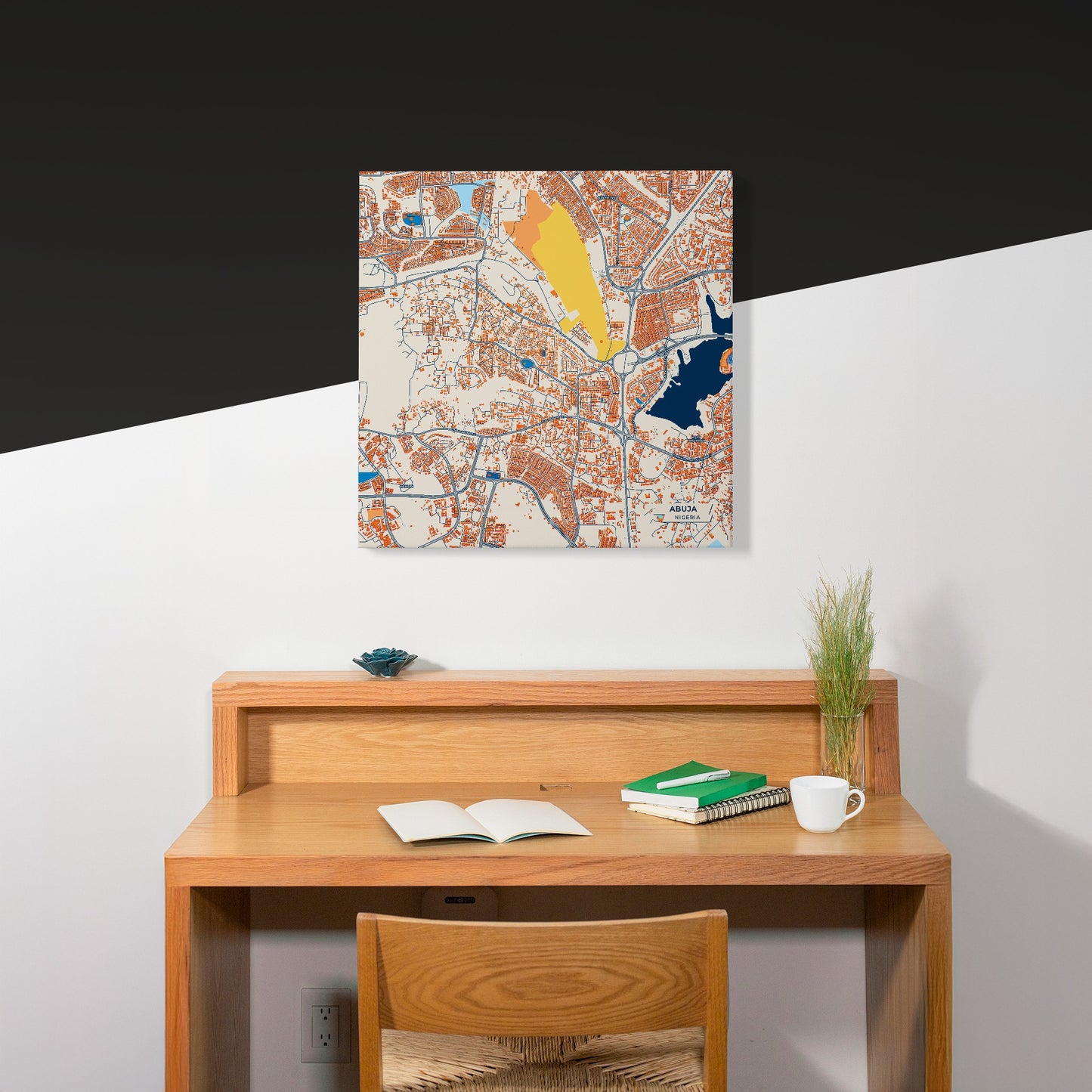 Abuja Nigeria Colorful City Map Canvas Print Scene