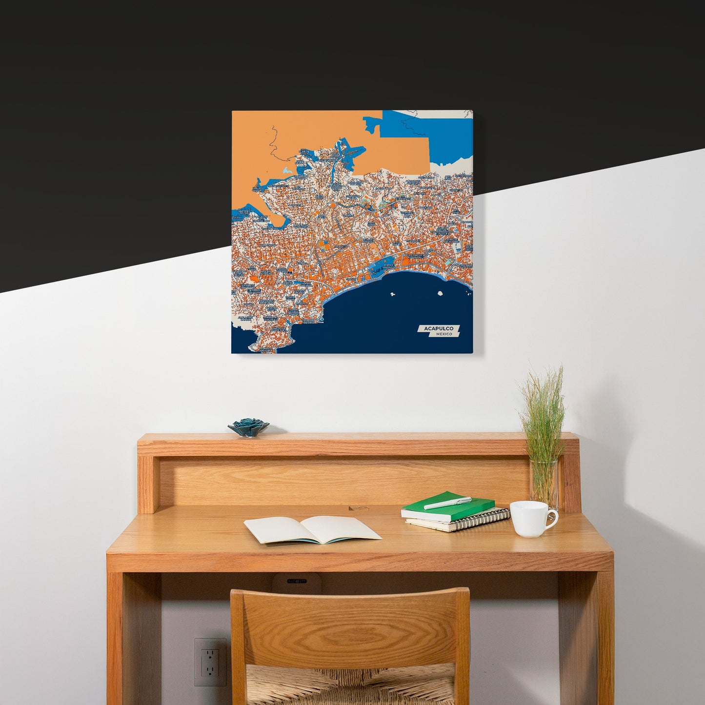 Acapulco Mexico Colorful City Map Canvas Print Scene