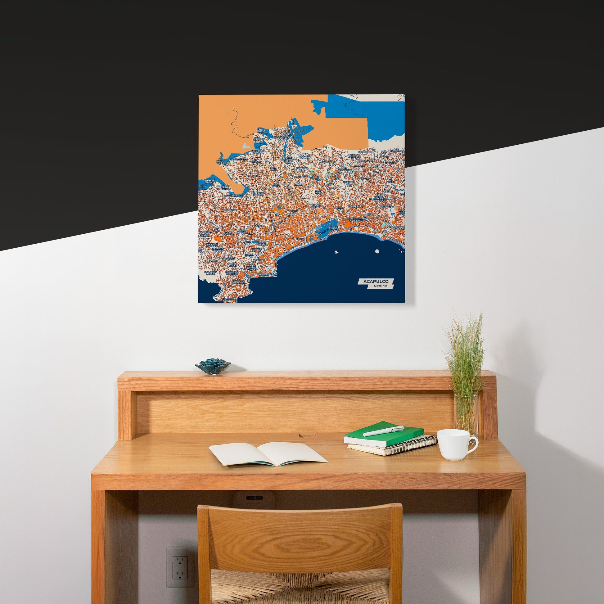 Acapulco Mexico Colorful City Map Canvas Print Scene