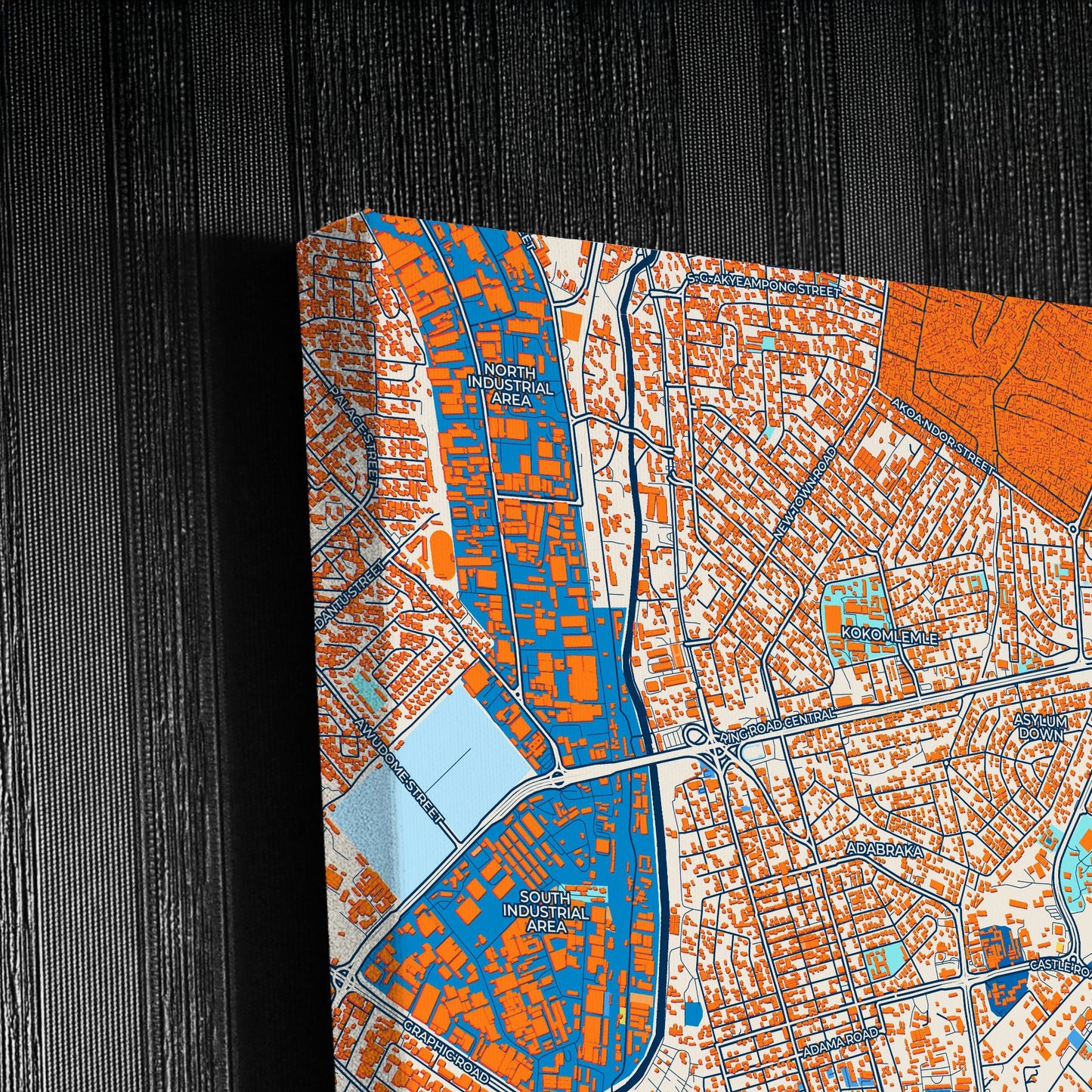 Accra Ghana Colorful City Map Canvas Print Detail