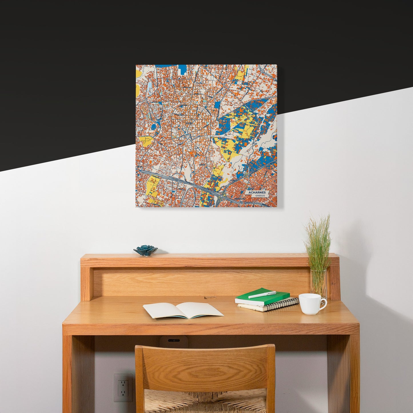 Αχαρνες Greece Colorful City Map Canvas Print Scene