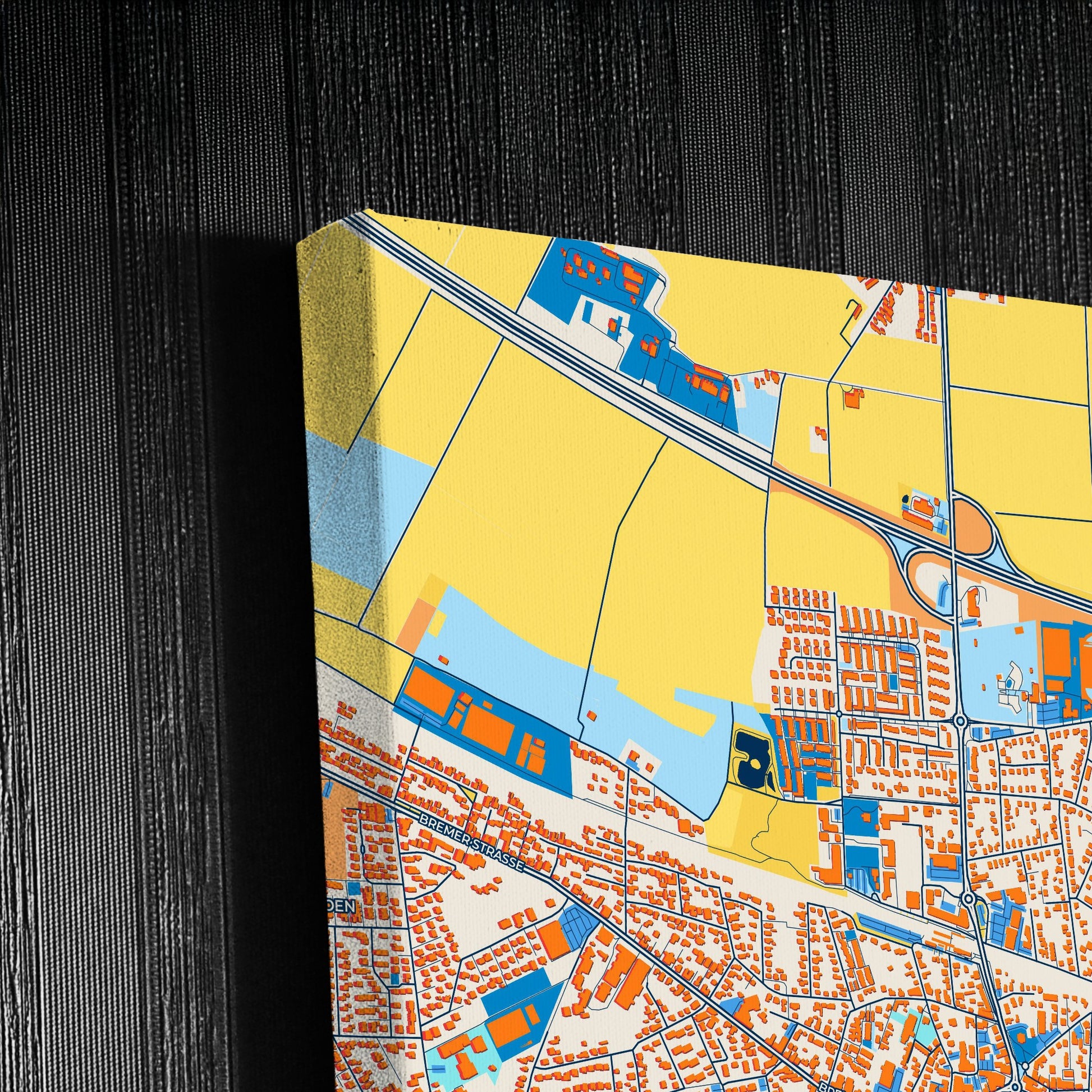 Achim Germany Colorful City Map Canvas Print Detail