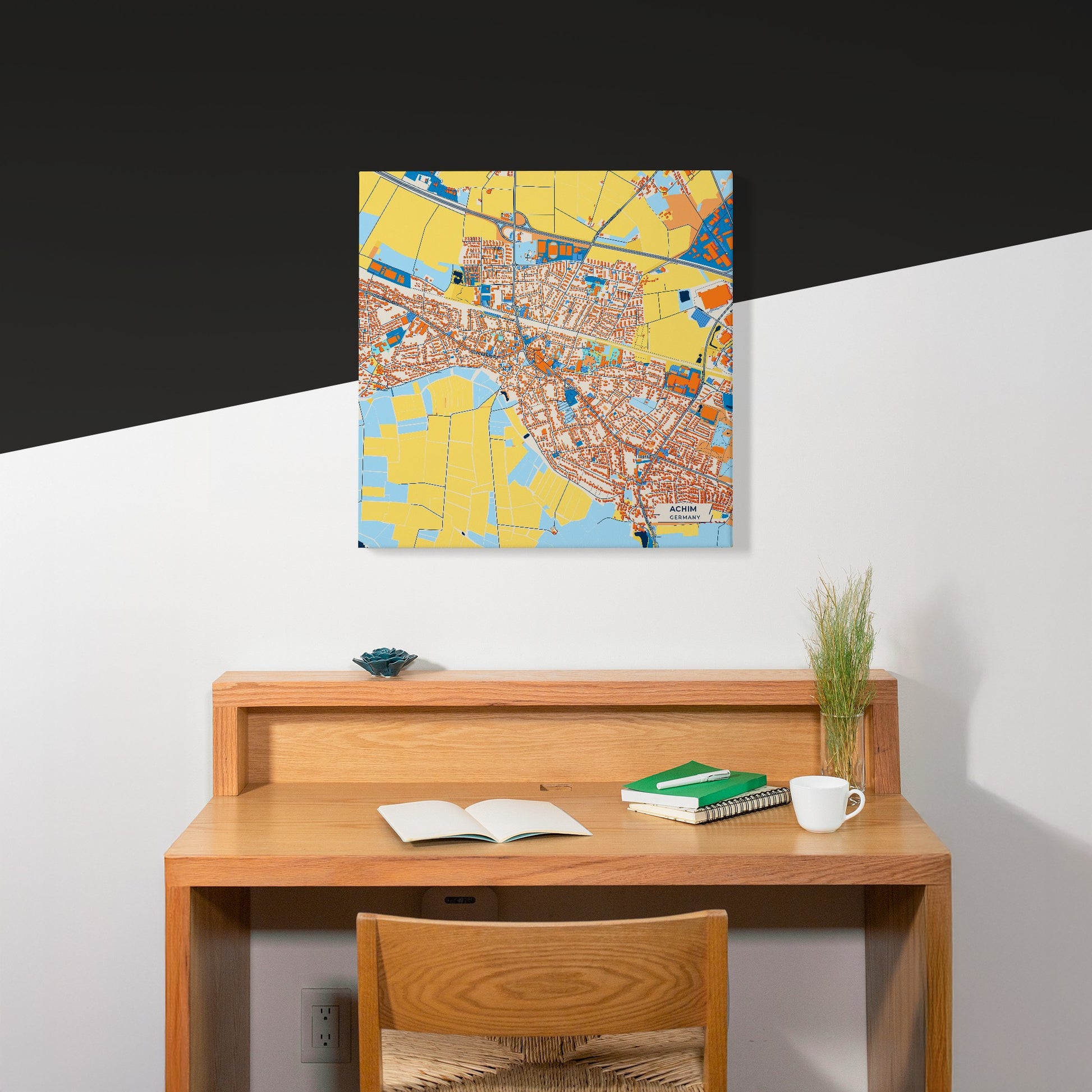 Achim Germany Colorful City Map Canvas Print Scene