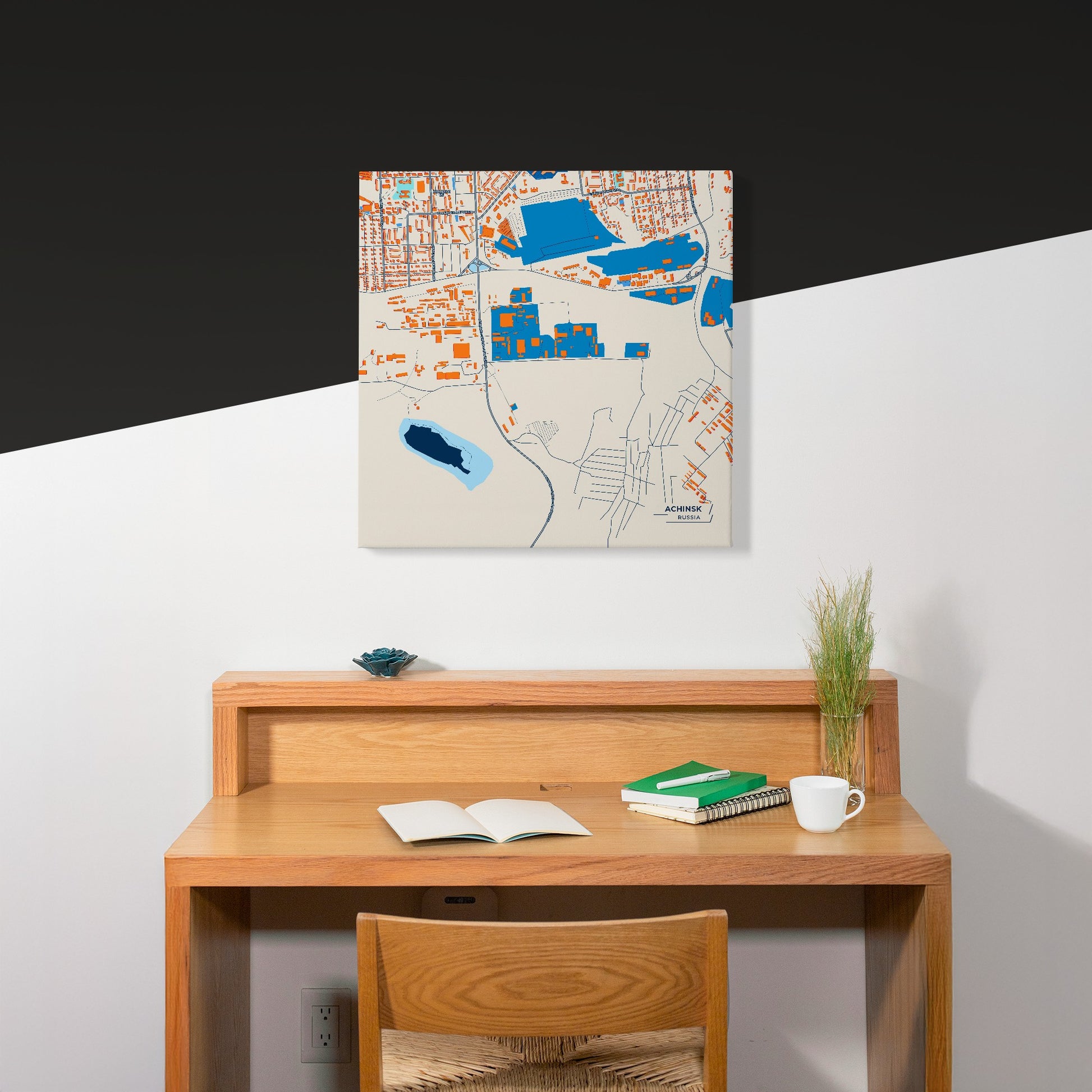 Ачинск Russia Colorful City Map Canvas Print Scene