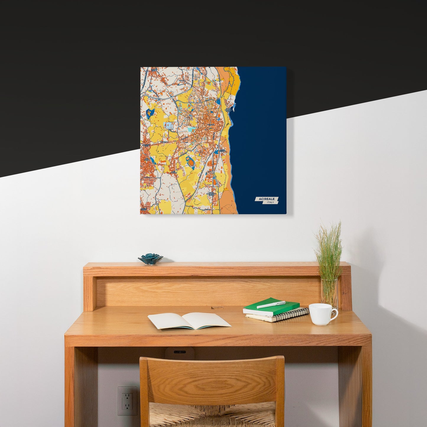 Acireale Italy Colorful City Map Canvas Print Scene