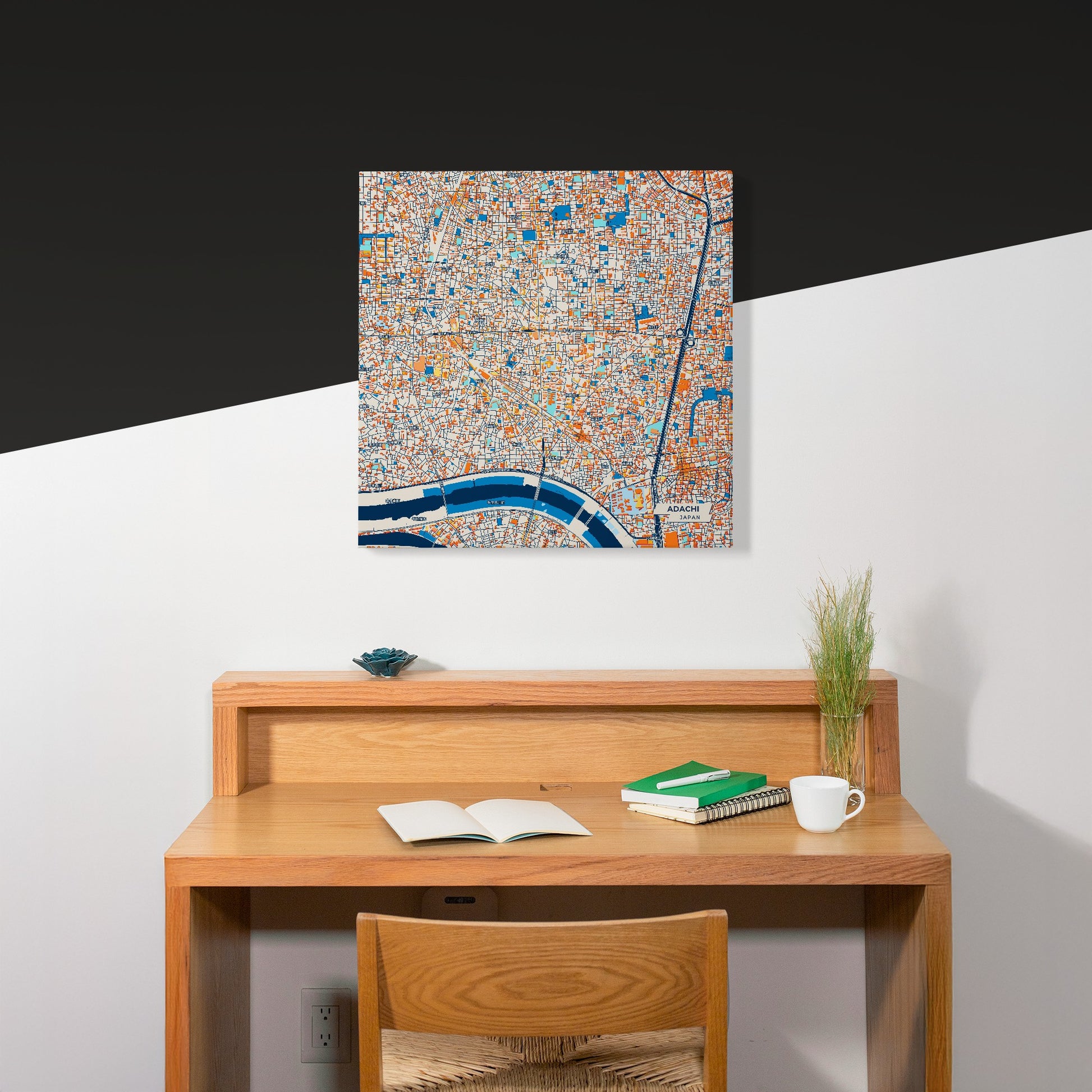 Adachi Japan Colorful City Map Canvas Print Scene