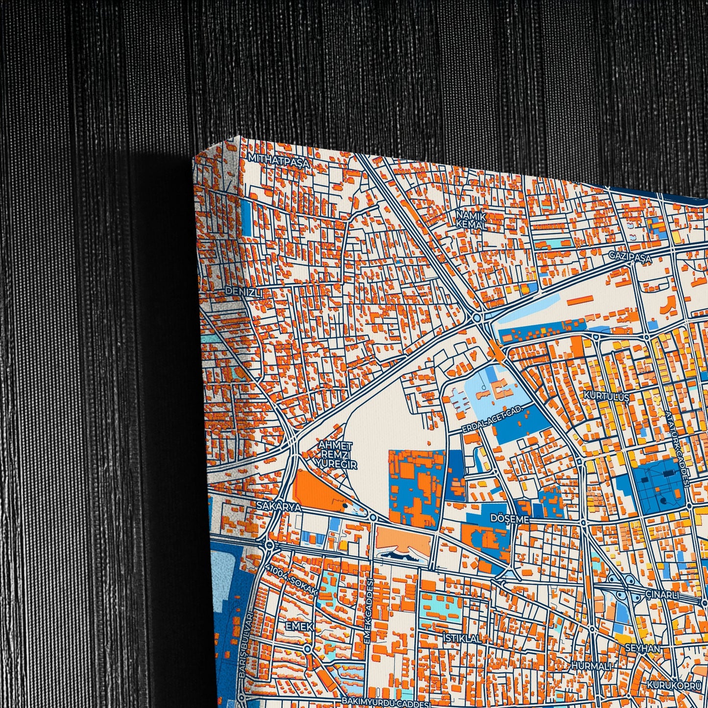 Adana Turkey Colorful City Map Canvas Print Detail