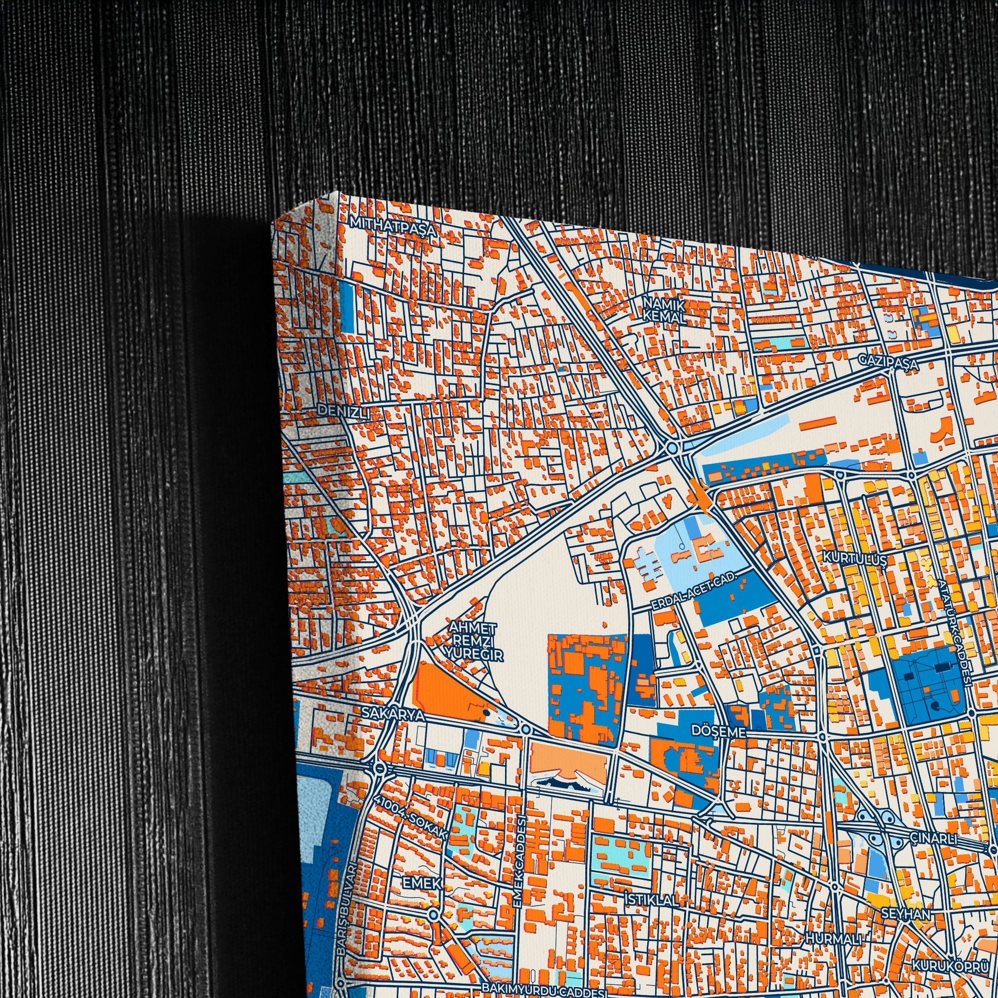 Adana Turkey Colorful City Map Canvas Print Detail