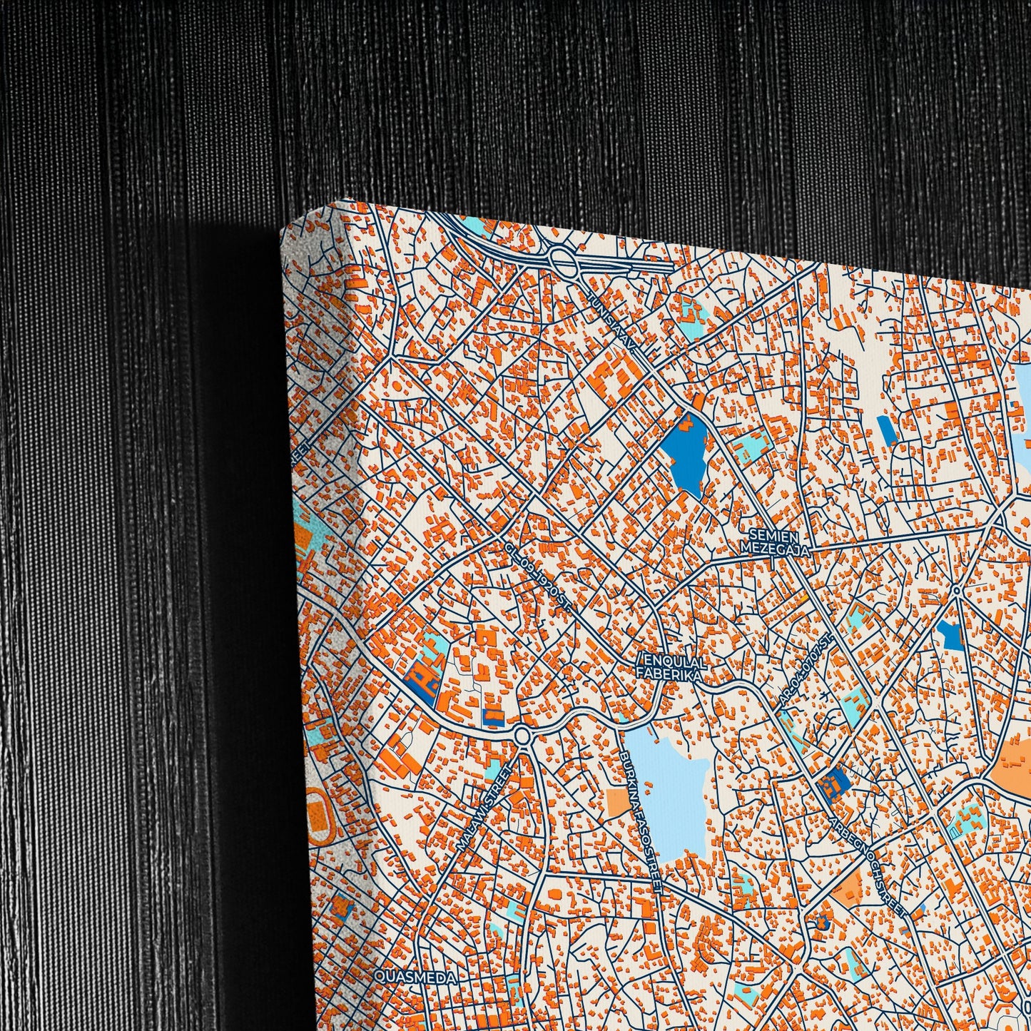 Addis Ababa Ethiopia Colorful City Map Canvas Print Detail