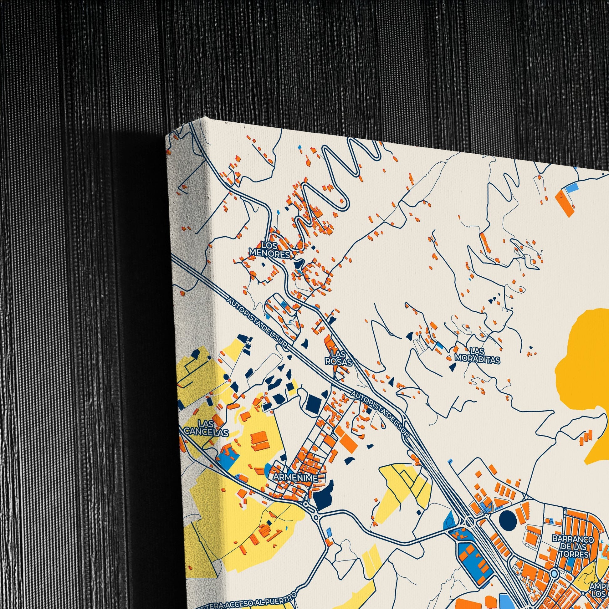 Adeje Spain Colorful City Map Canvas Print Detail