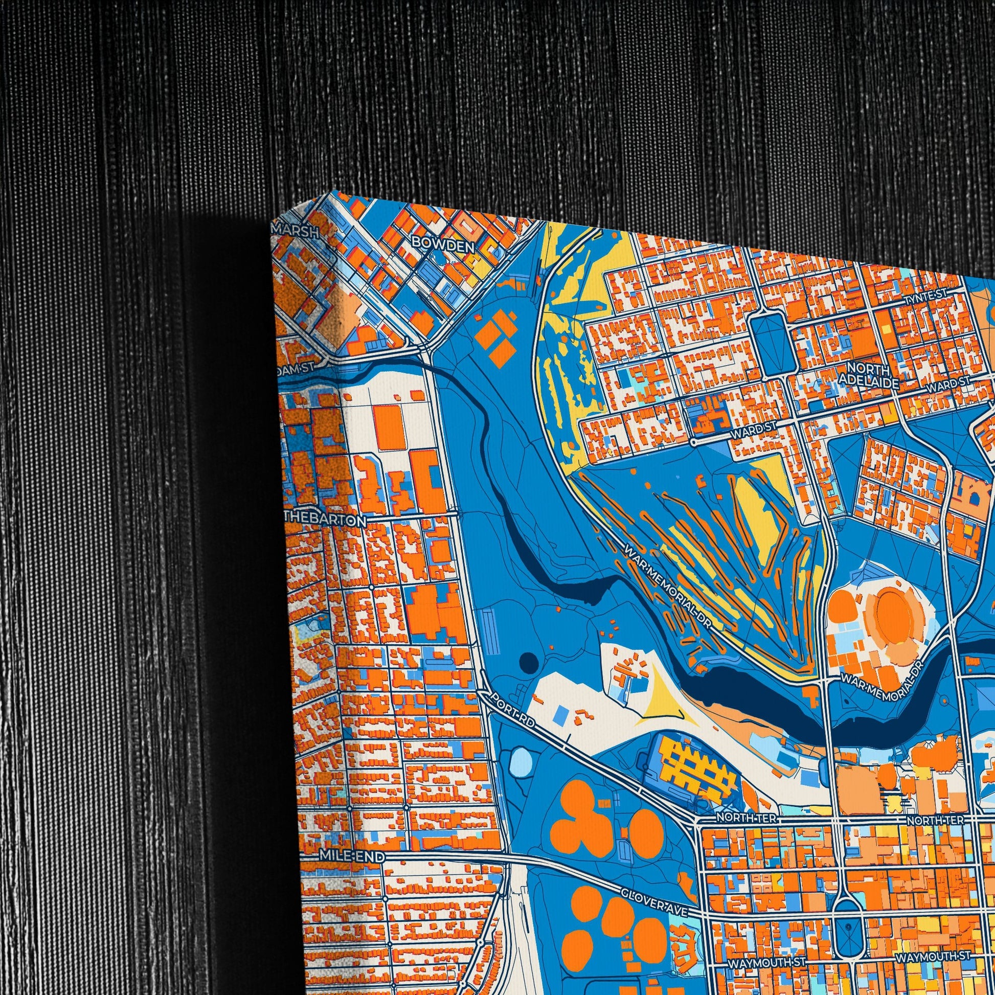 Adelaide Australia Colorful City Map Canvas Print Detail