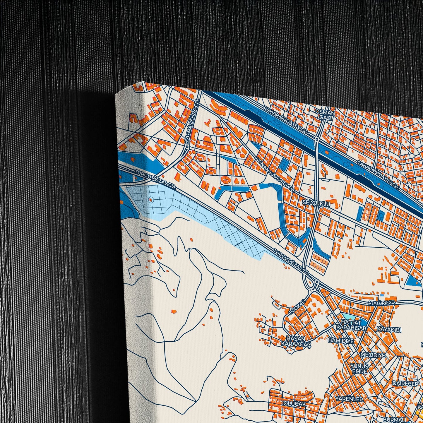 Afyon Turkey Colorful City Map Canvas Print Detail