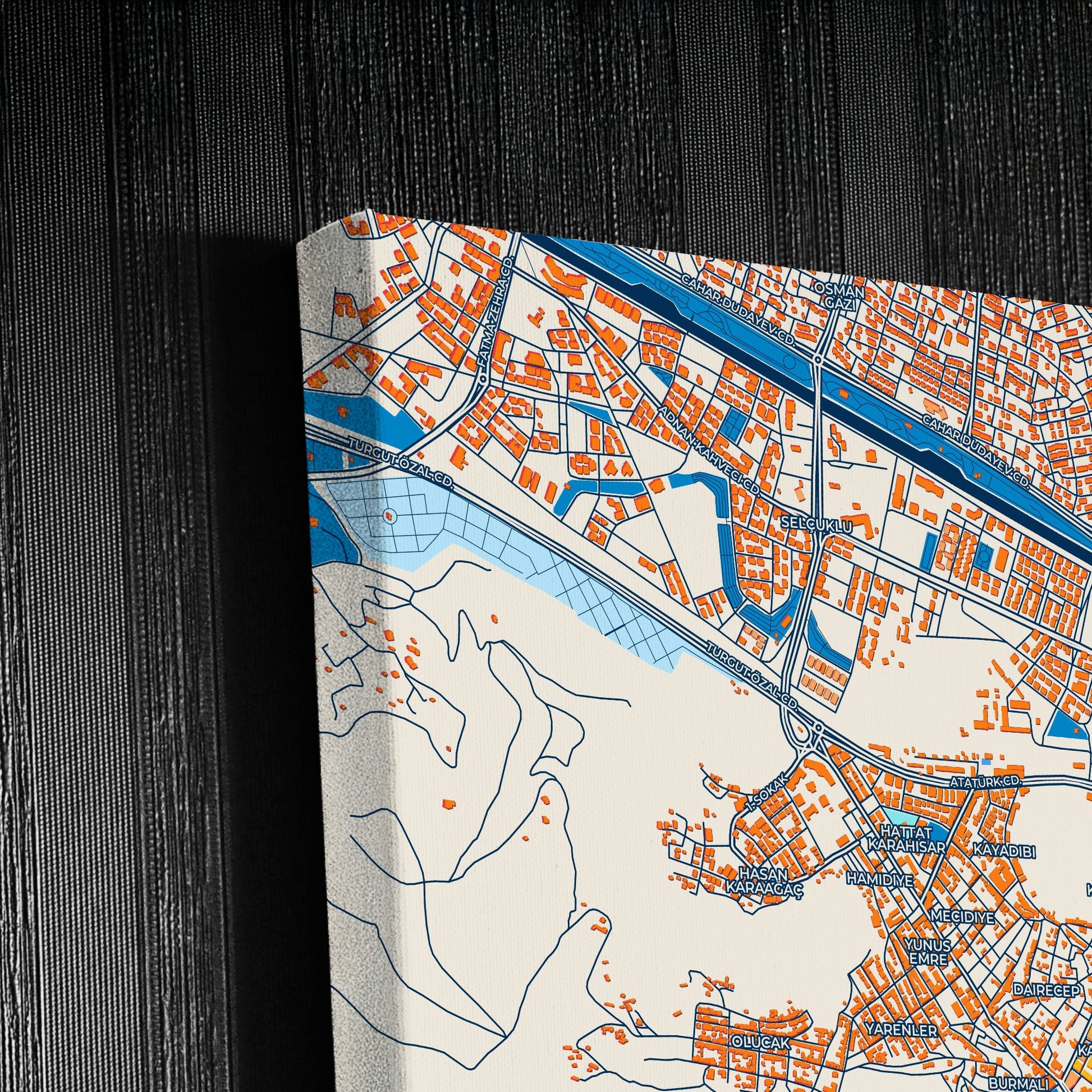 Afyon Turkey Colorful City Map Canvas Print Detail