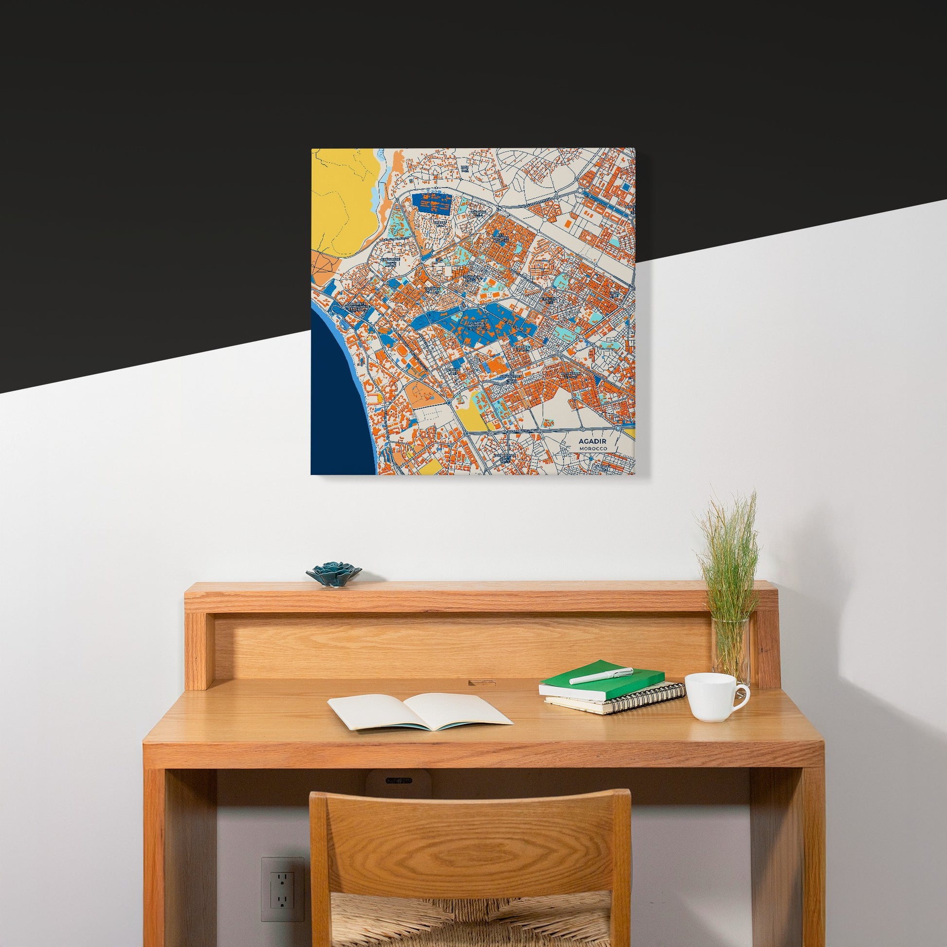 Agadir Morocco Colorful City Map Canvas Print Scene