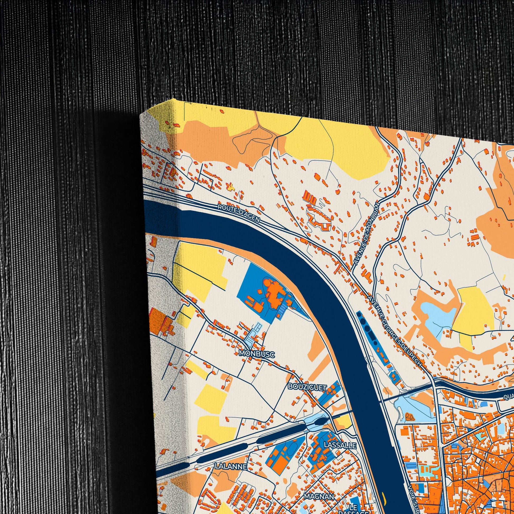 Agen France Colorful City Map Canvas Print Detail
