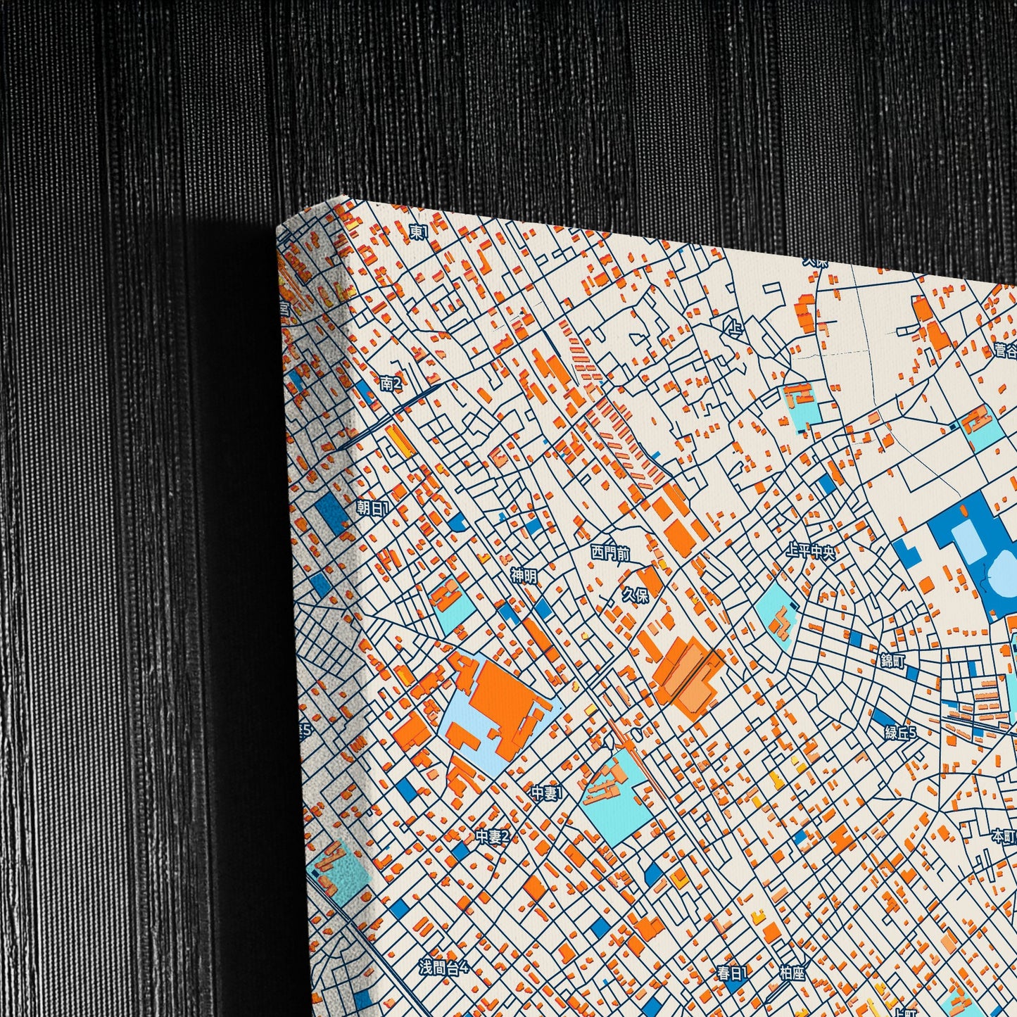 Ageo Japan Colorful City Map Canvas Print Detail