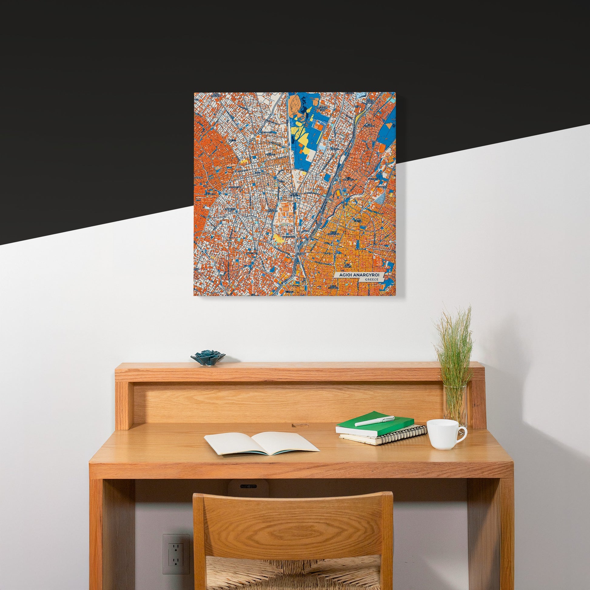 Αγιοι Αναργυροι Greece Colorful City Map Canvas Print Scene