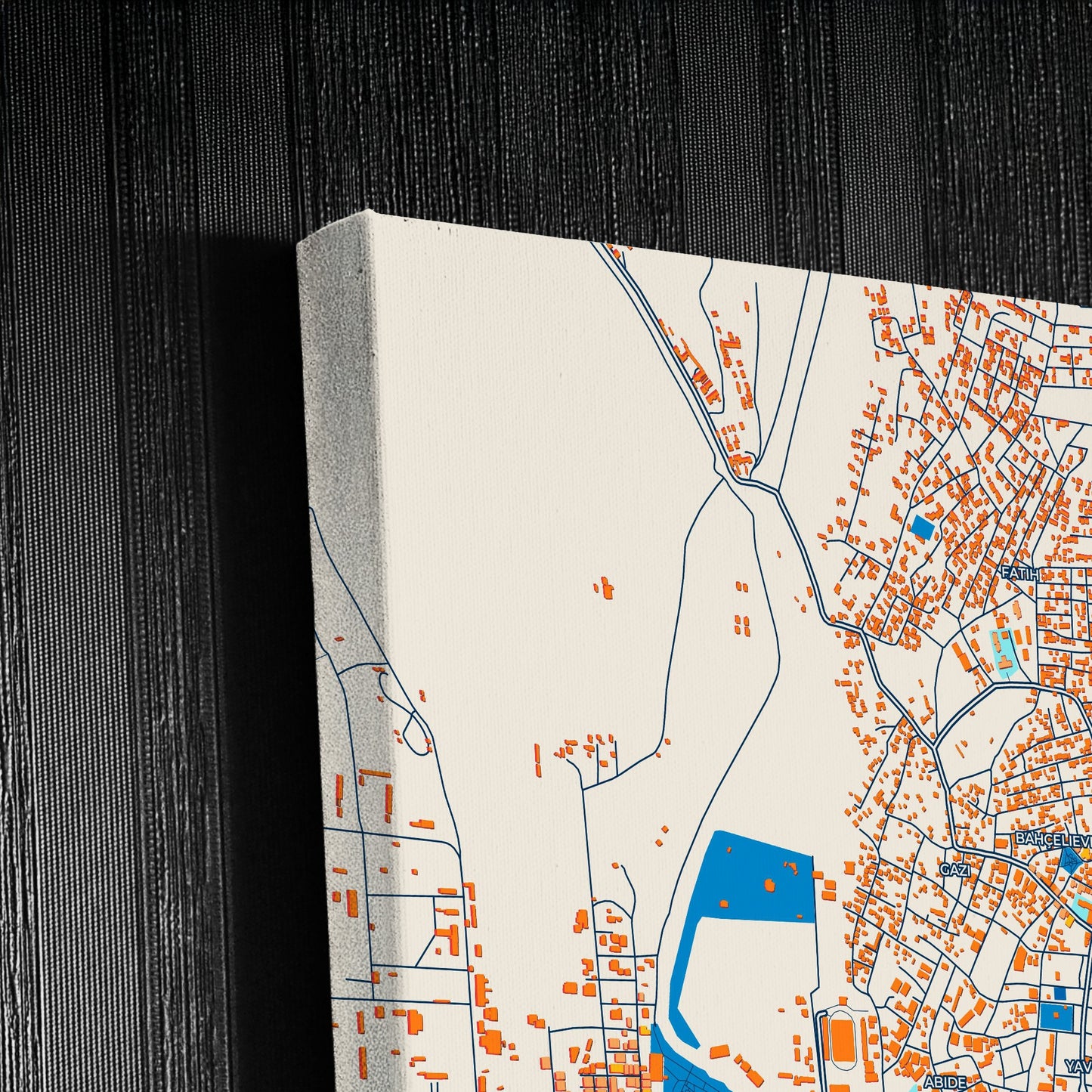 Ağri Turkey Colorful City Map Canvas Print Detail