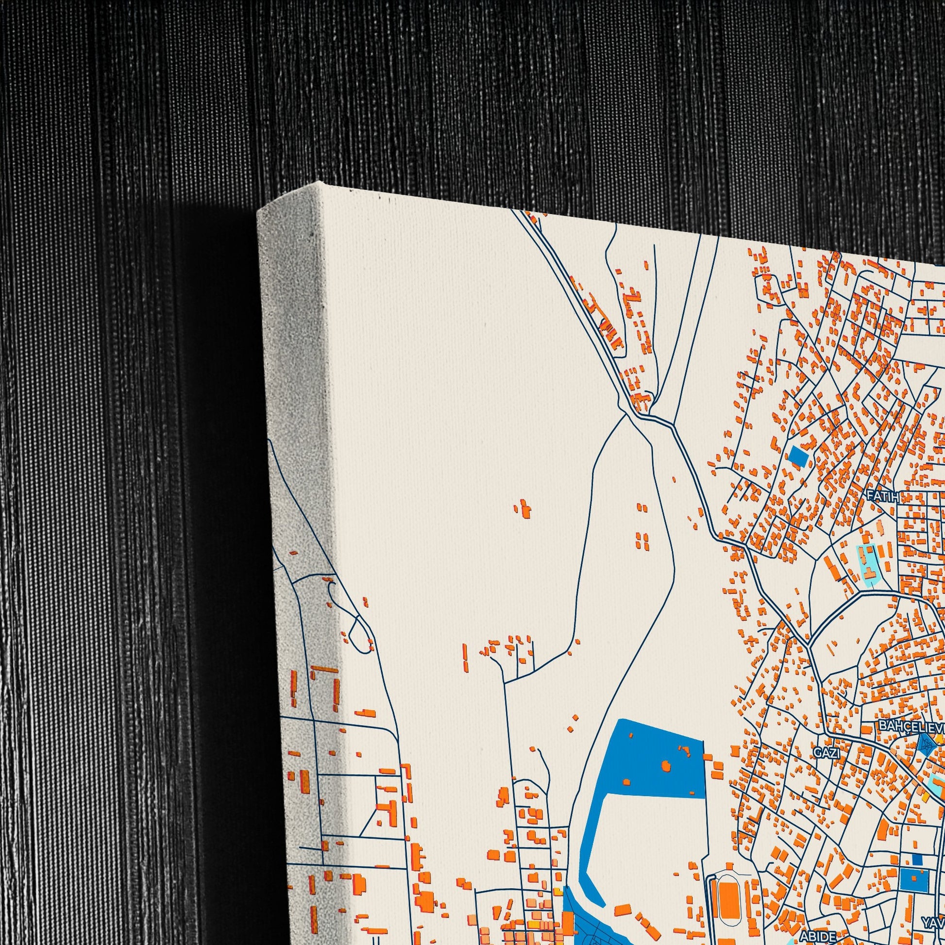 Ağri Turkey Colorful City Map Canvas Print Detail