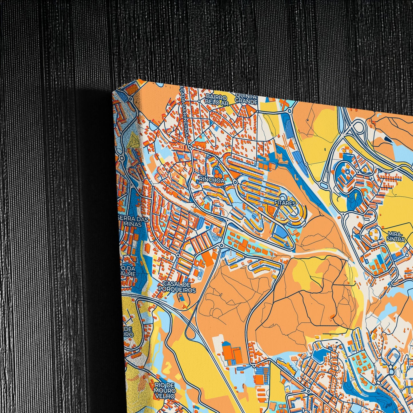 Agualva-Cacém Portugal Colorful City Map Canvas Print Detail