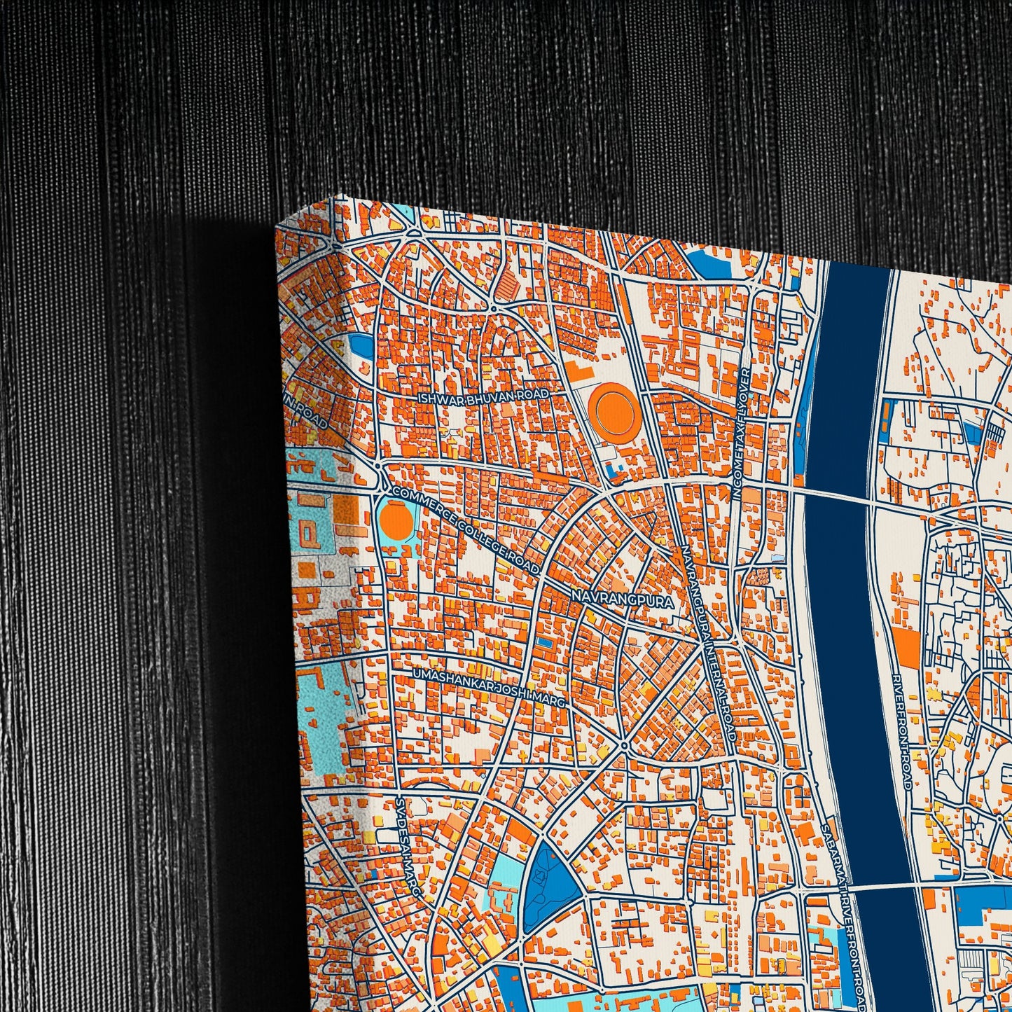 Ahmedabad India Colorful City Map Canvas Print Detail