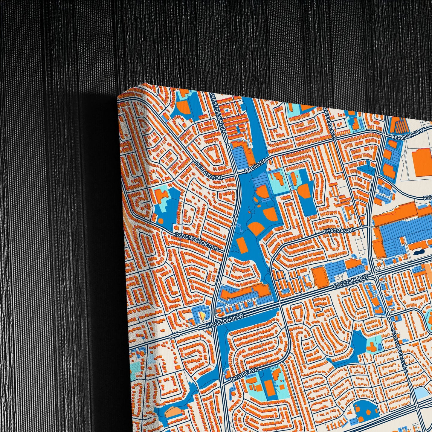 Ajax Canada Colorful City Map Canvas Print Detail