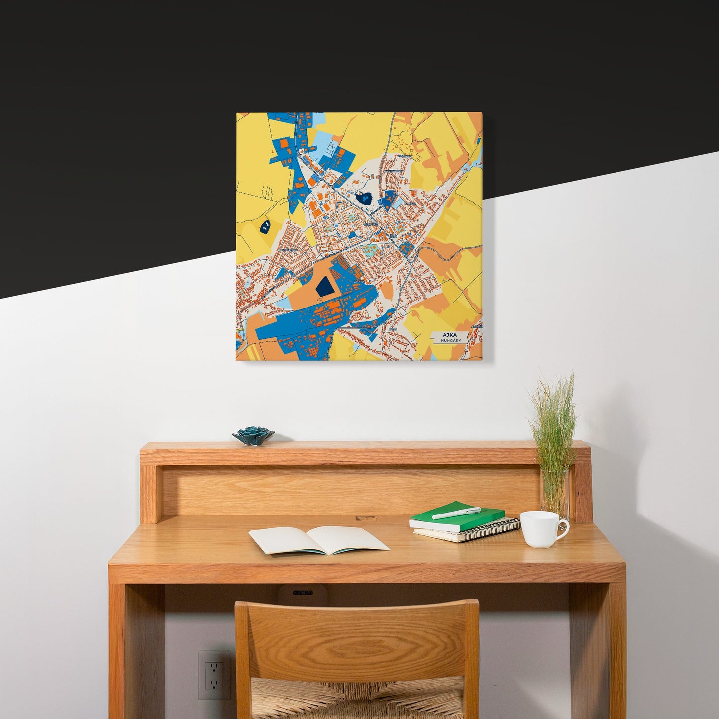 Ajka Hungary Colorful City Map Canvas Print Scene