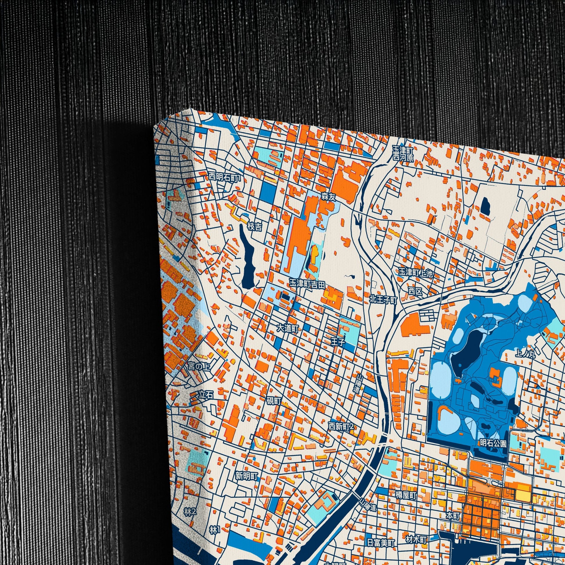 Akashi Japan Colorful City Map Canvas Print Detail