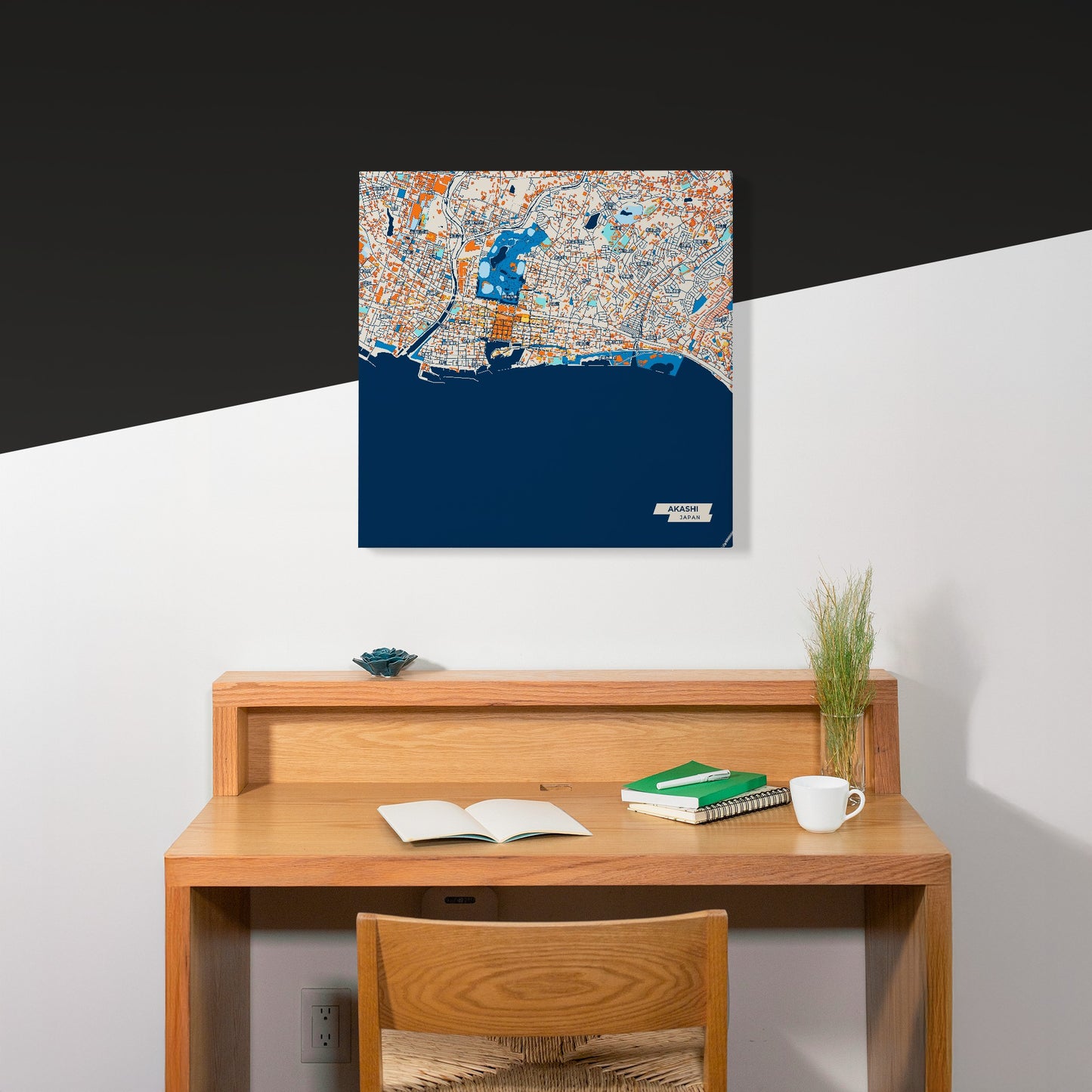 Akashi Japan Colorful City Map Canvas Print Scene