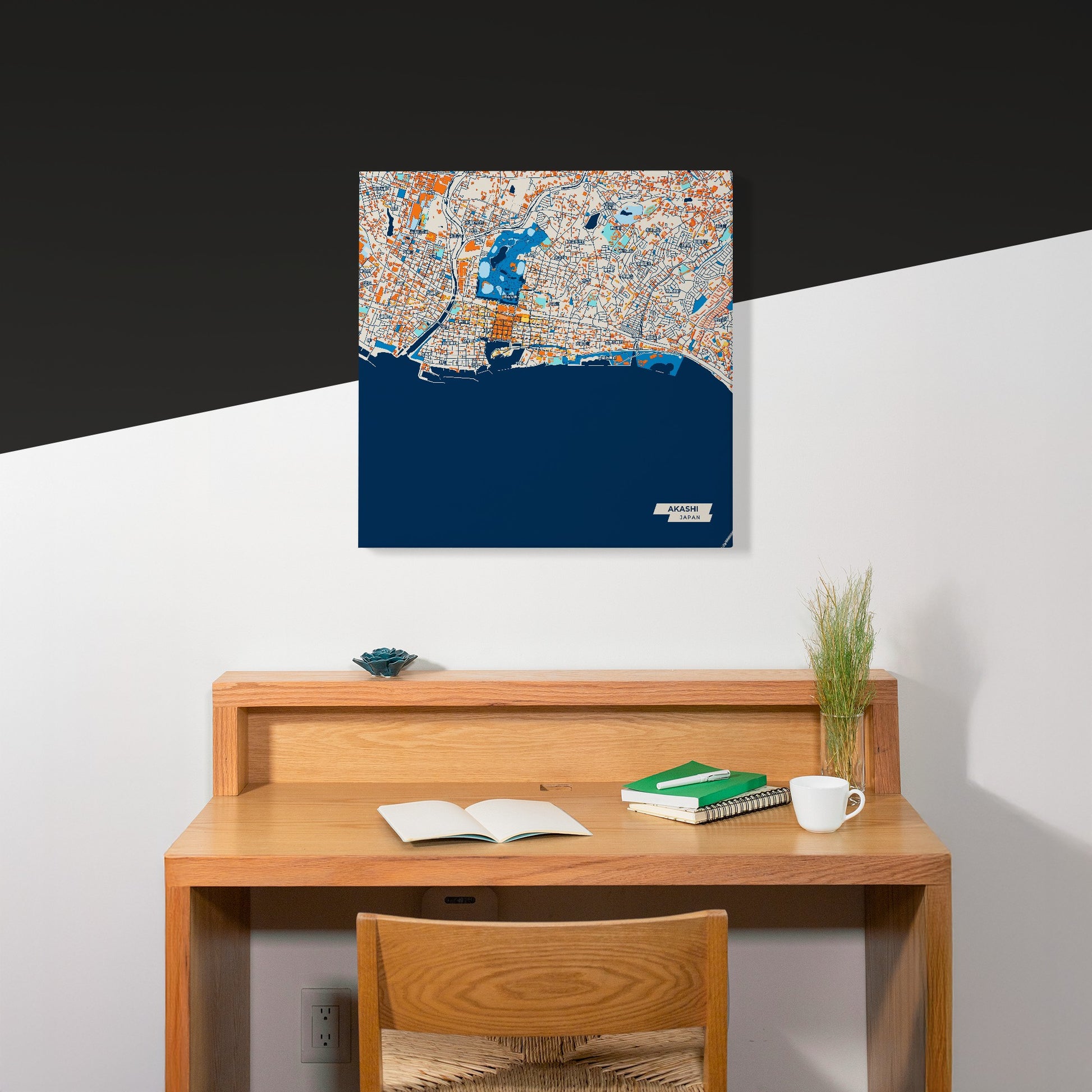 Akashi Japan Colorful City Map Canvas Print Scene