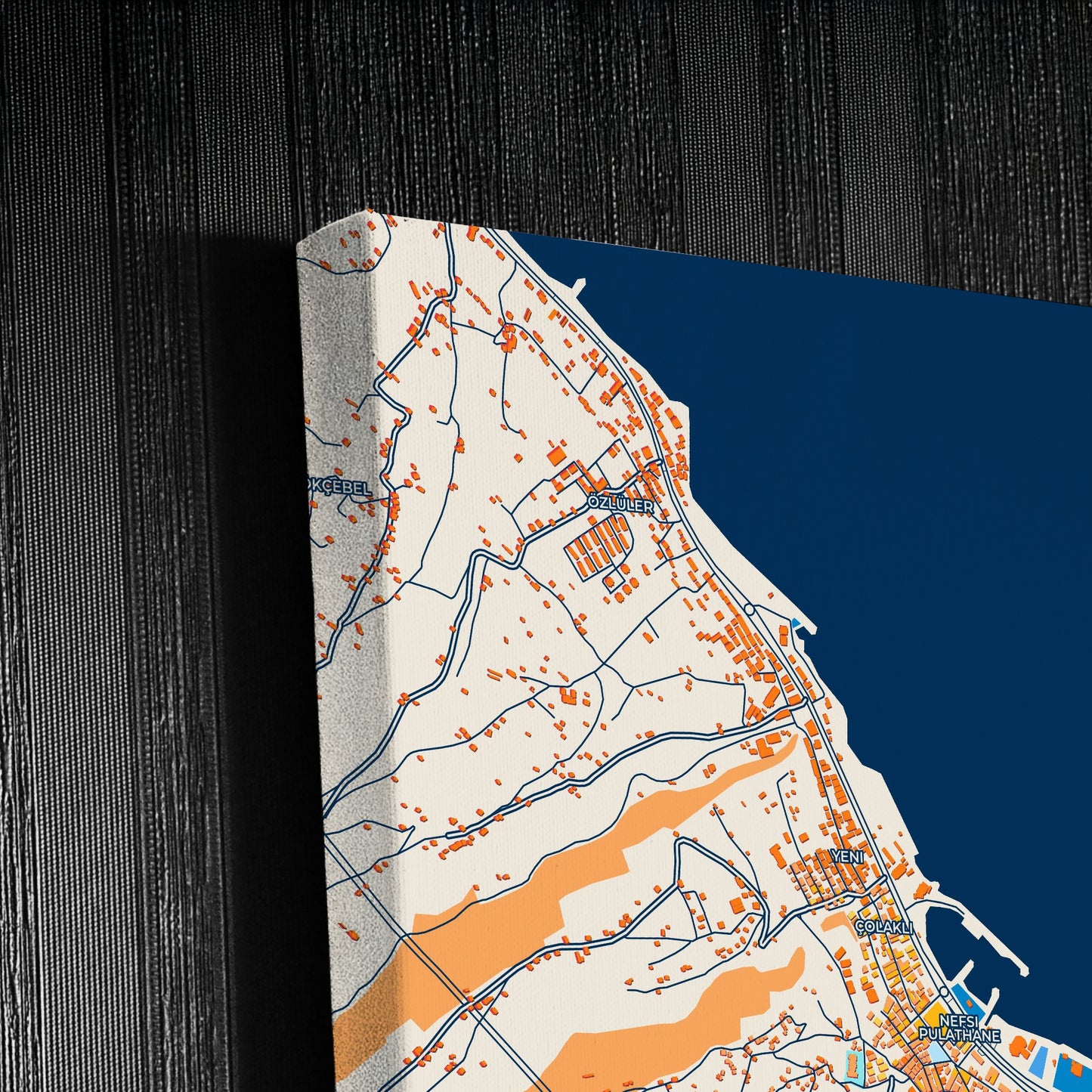 Akçaabat Turkey Colorful City Map Canvas Print Detail