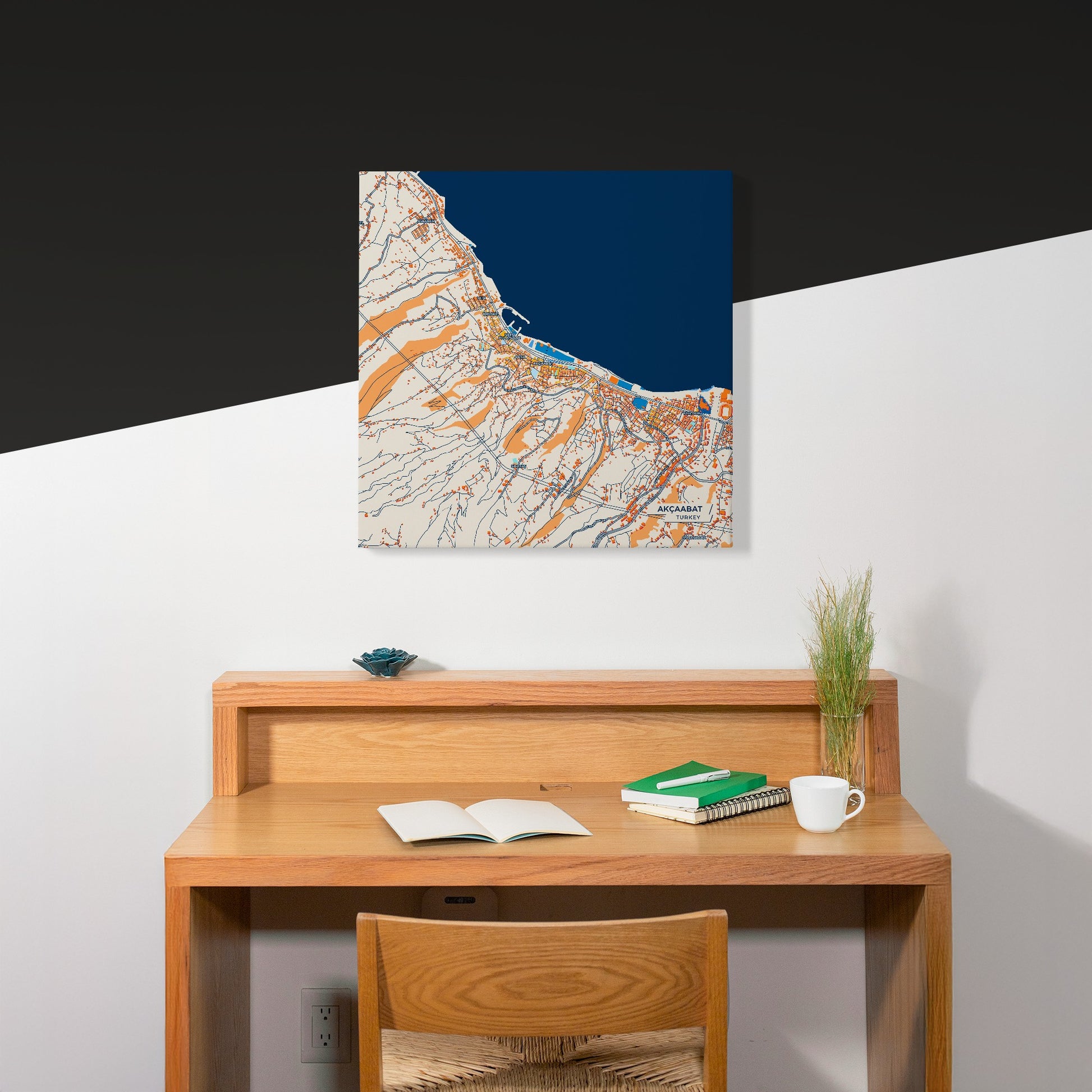 Akçaabat Turkey Colorful City Map Canvas Print Scene