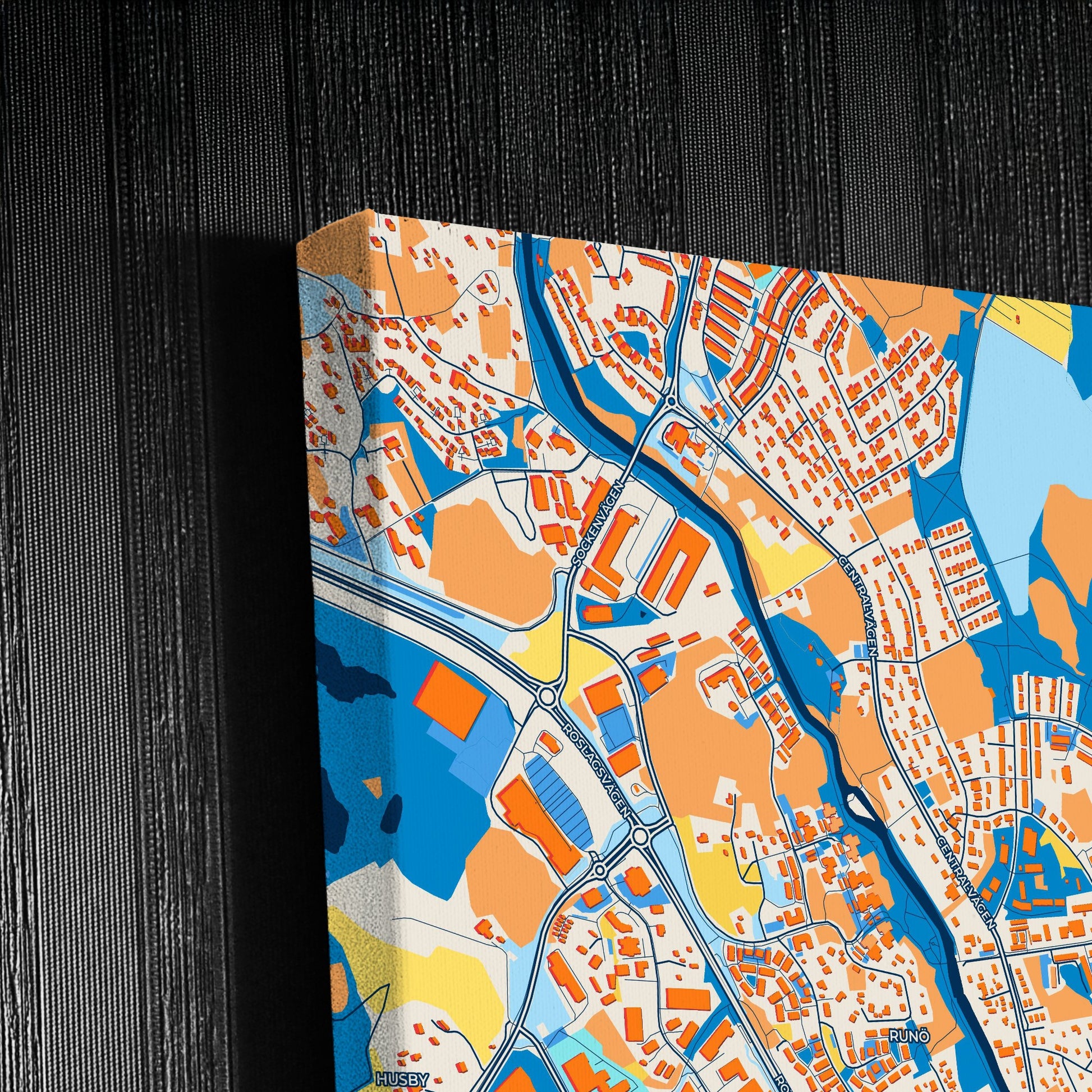 Åkersberga Sweden Colorful City Map Canvas Print Detail